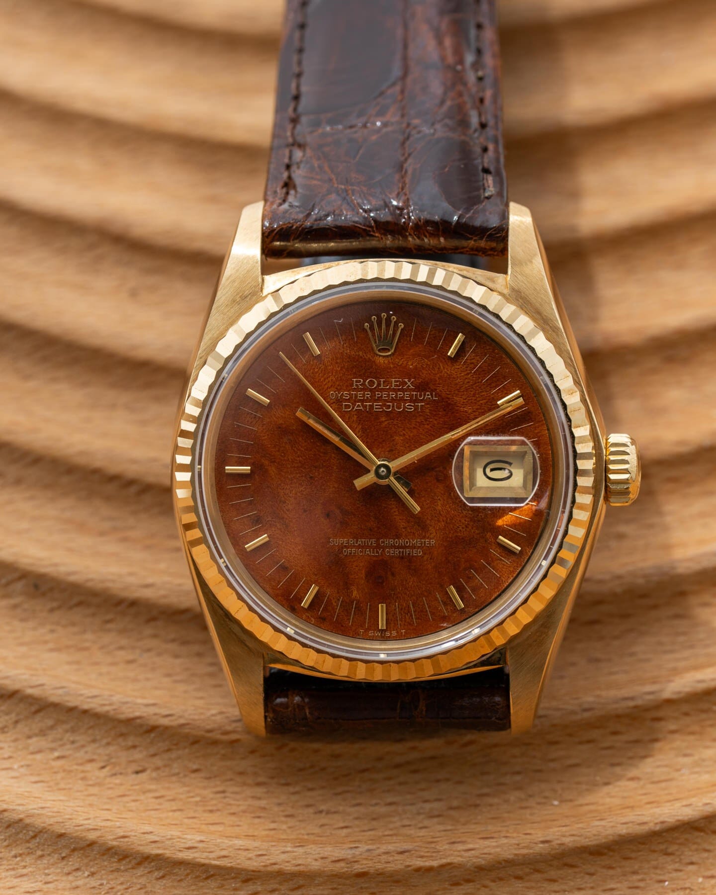 Rolex Datejust 16018 YG Mahogany Dial Watch ROLEX