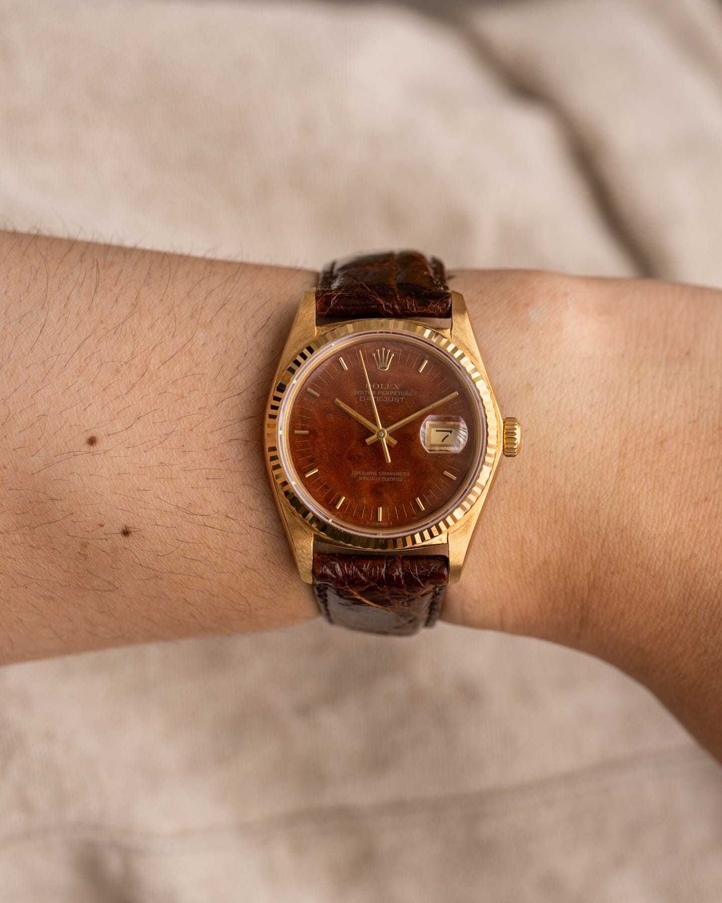 Rolex Datejust 16018 YG Mahogany Dial Watch ROLEX