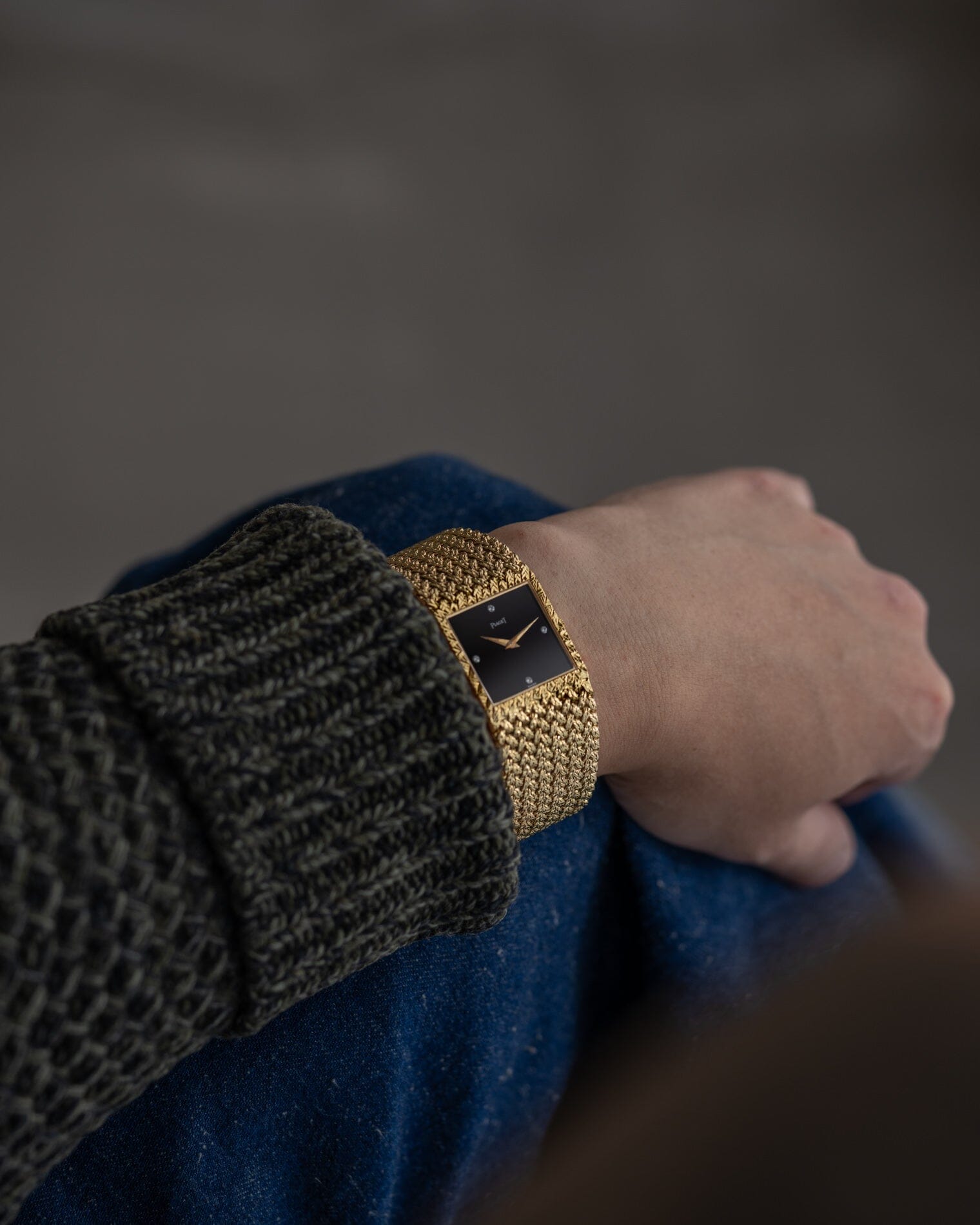 Piaget スクエア 934D2 YG オニキスダイアル 4Pダイアモンド Watch PIAGET