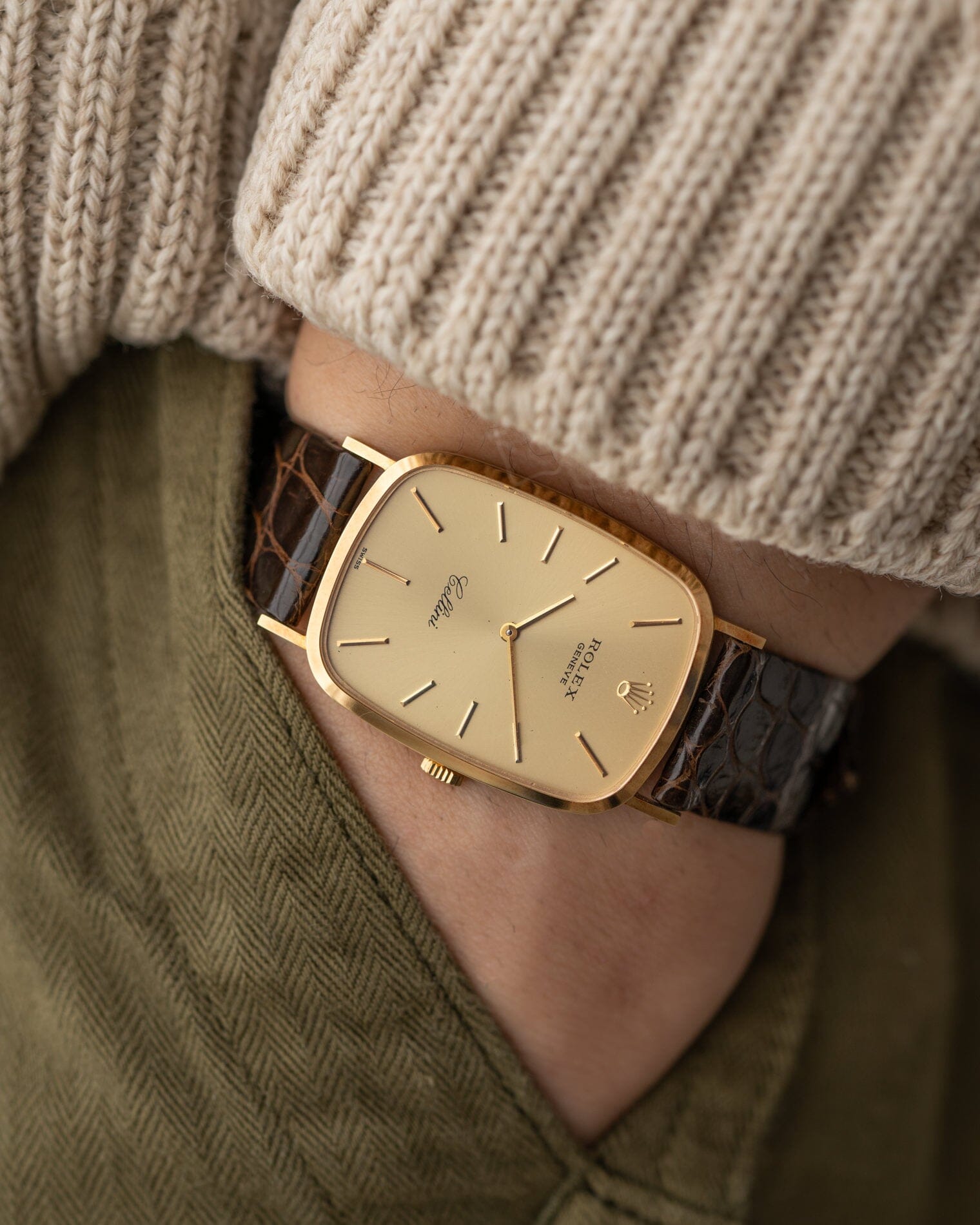 Rolex チェリーニ 4113 YG シャンパンダイアル フルセット Watch ROLEX