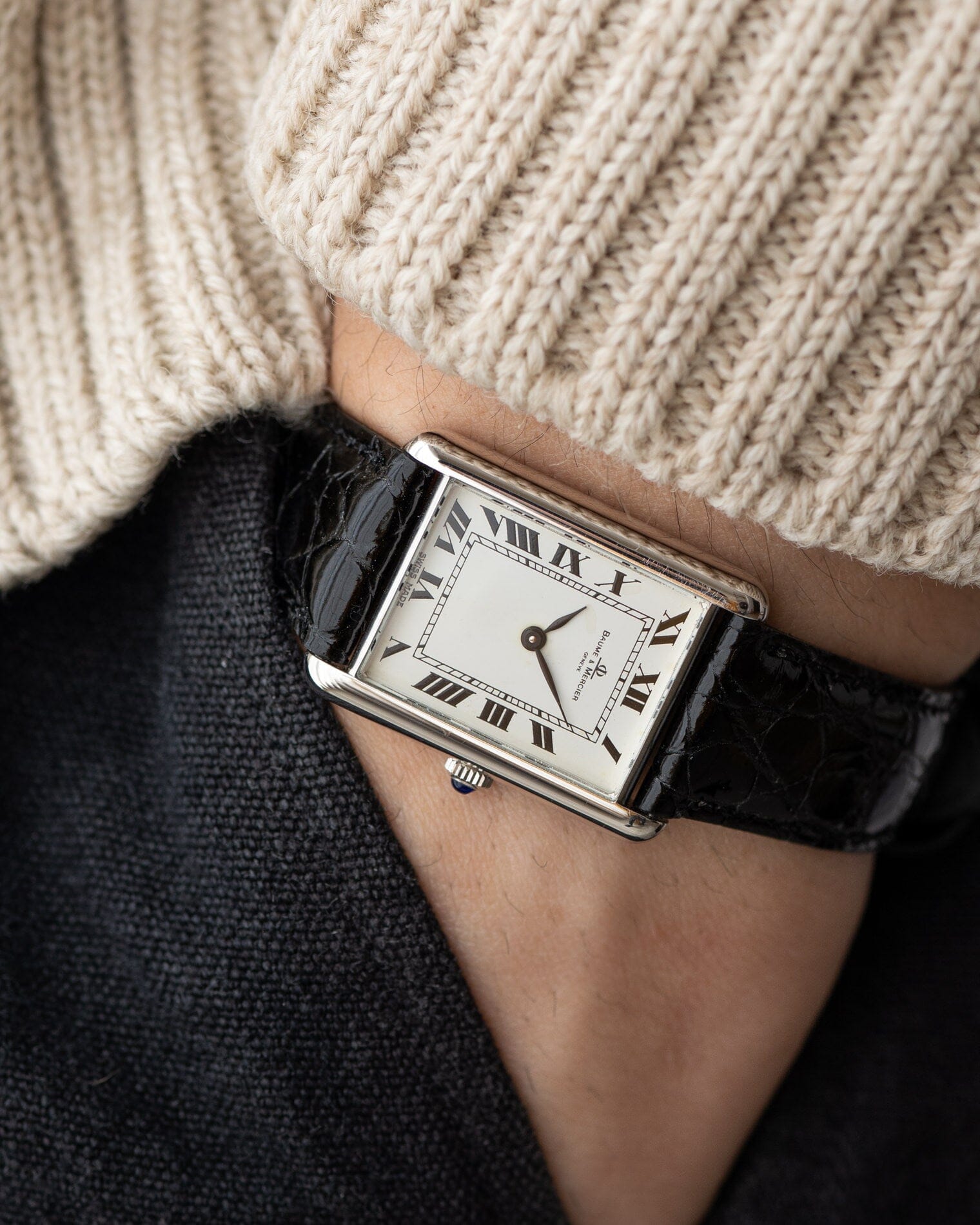 ボーム&メルシエ レクタングル 37077 WG ホワイトローマン Watch BAUME&MERCIER