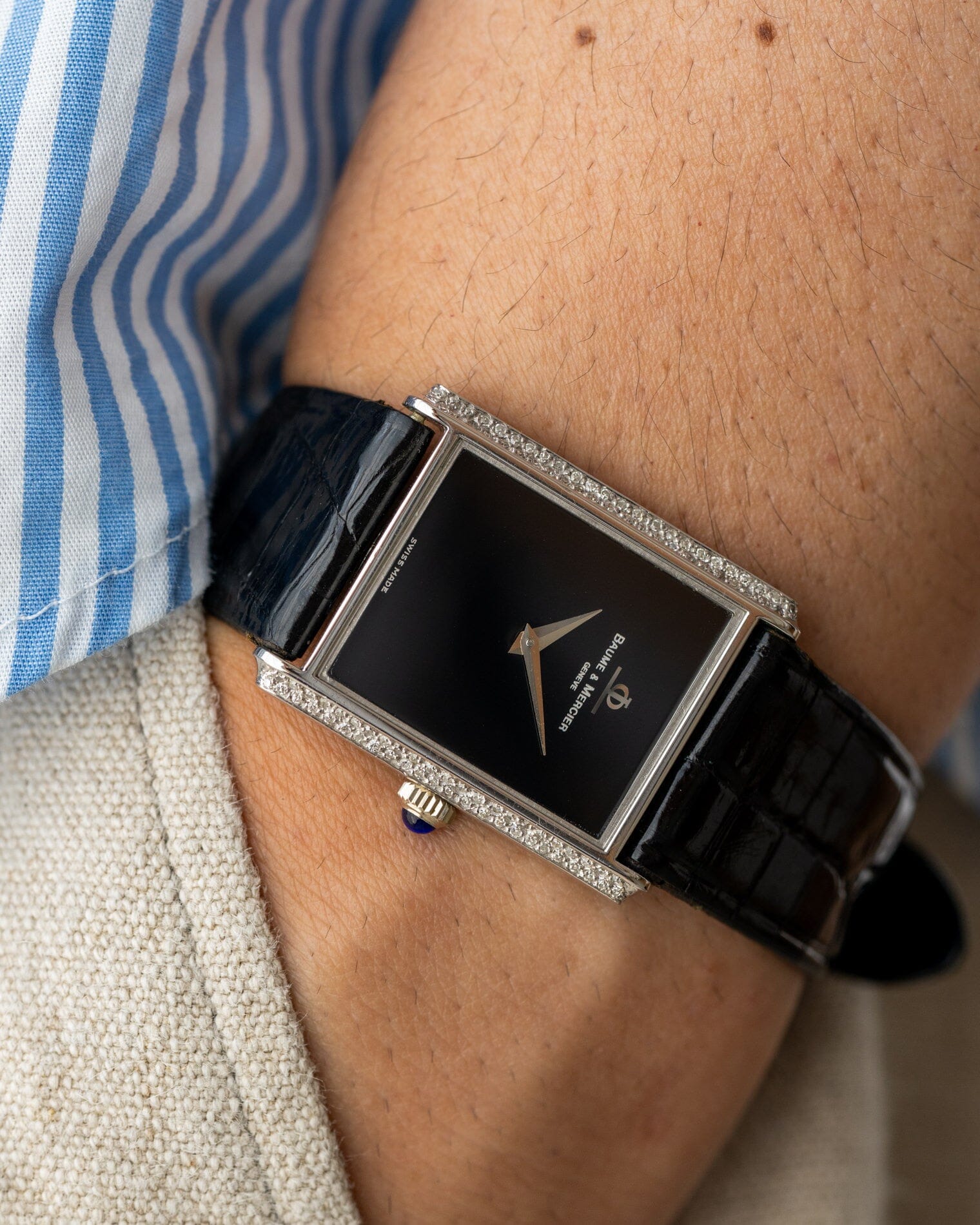 ボーム&メルシエ レクタングル 37205 WG ブラックダイアル Watch BAUME&MERCIER