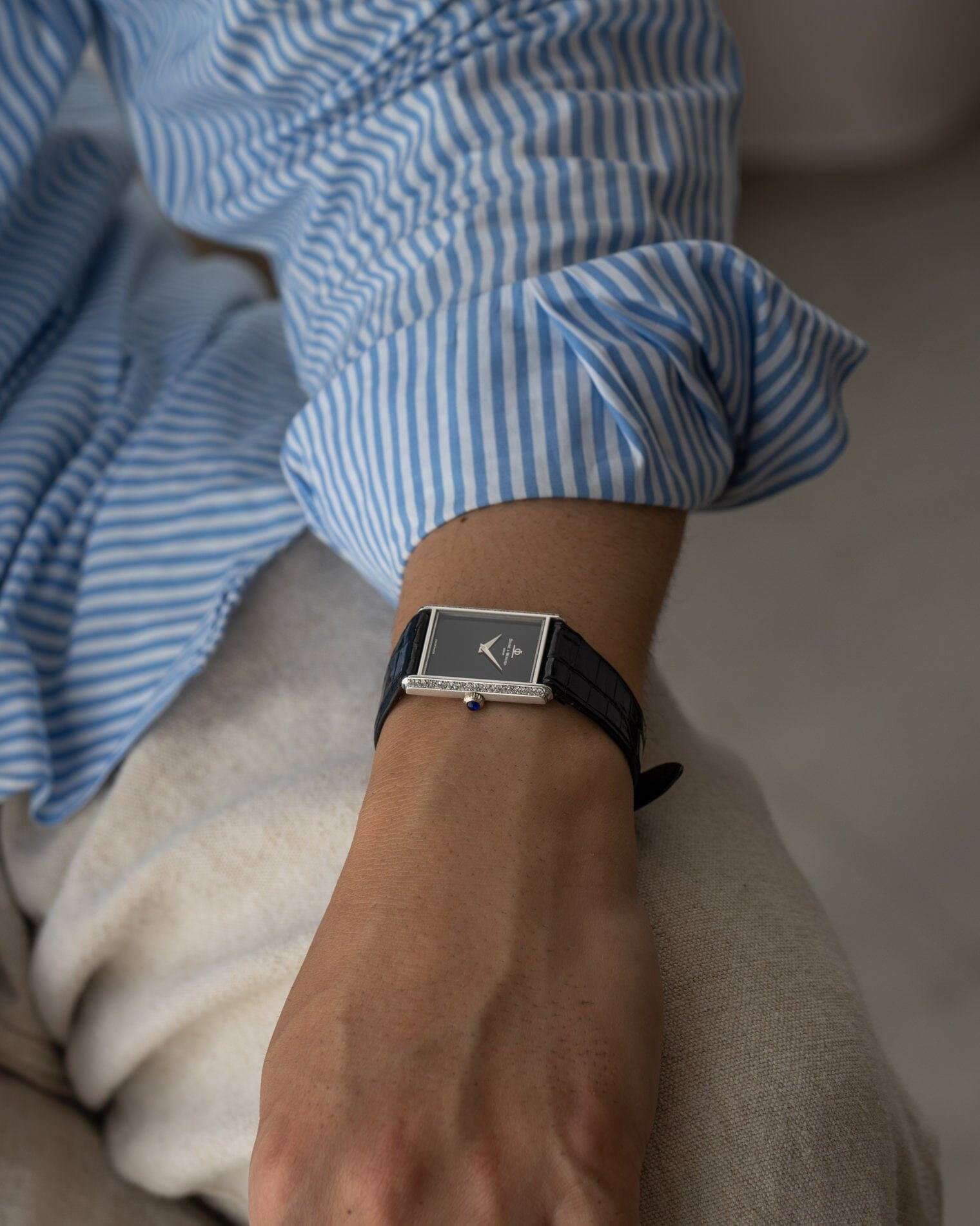 ボーム&メルシエ レクタングル 37205 WG ブラックダイアル Watch BAUME&MERCIER