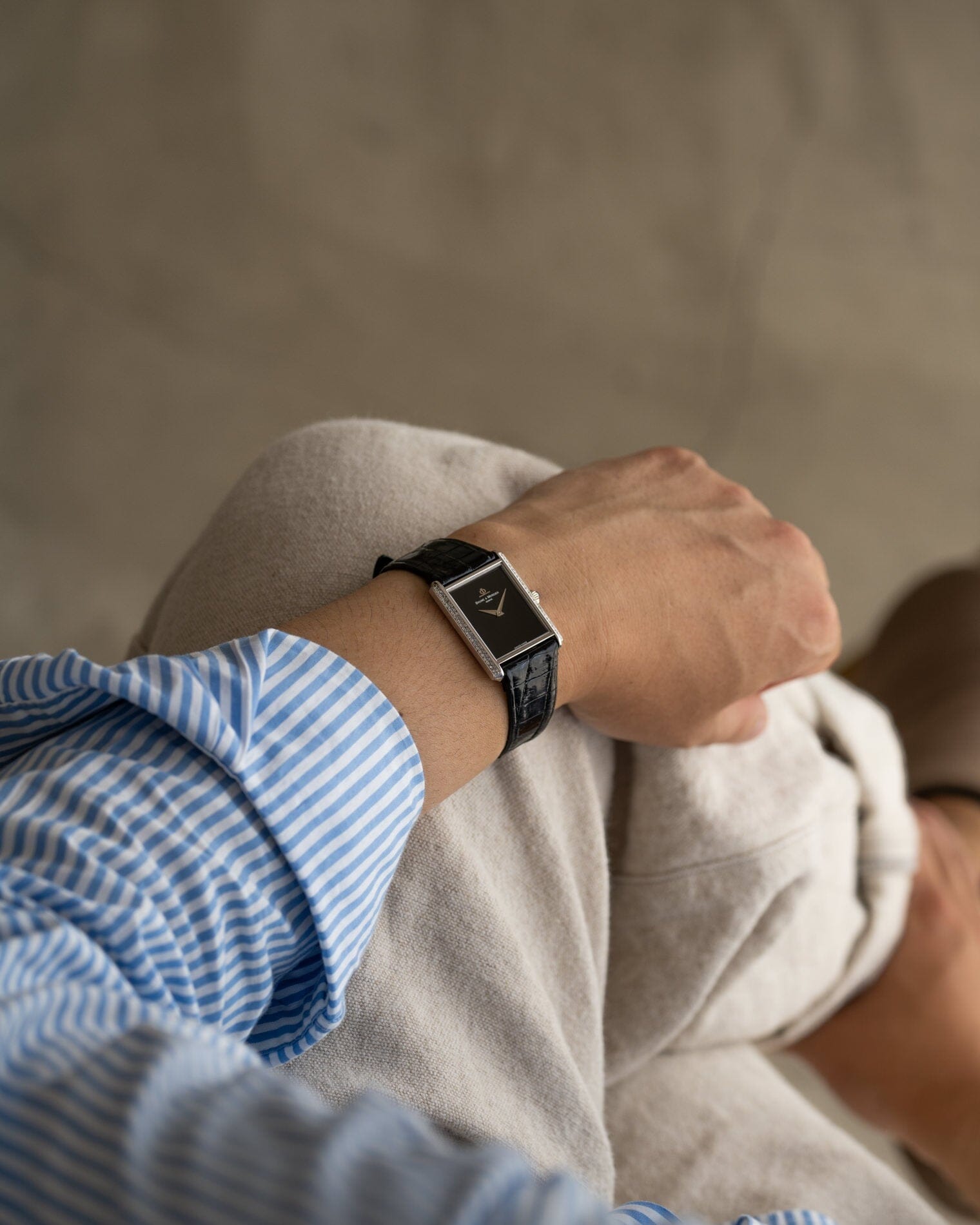 ボーム&メルシエ レクタングル 37205 WG ブラックダイアル Watch BAUME&MERCIER