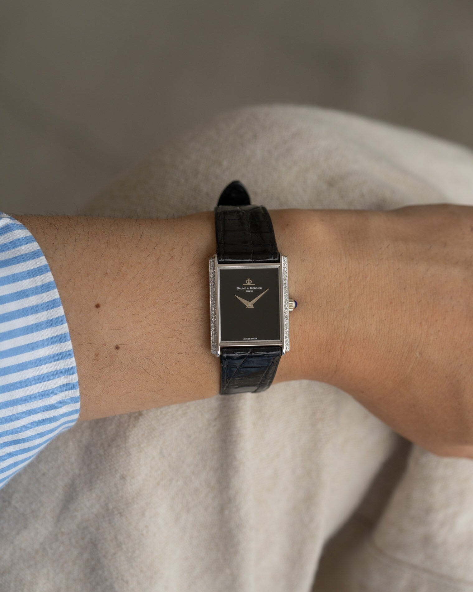 ボーム&メルシエ レクタングル 37205 WG ブラックダイアル Watch BAUME&MERCIER