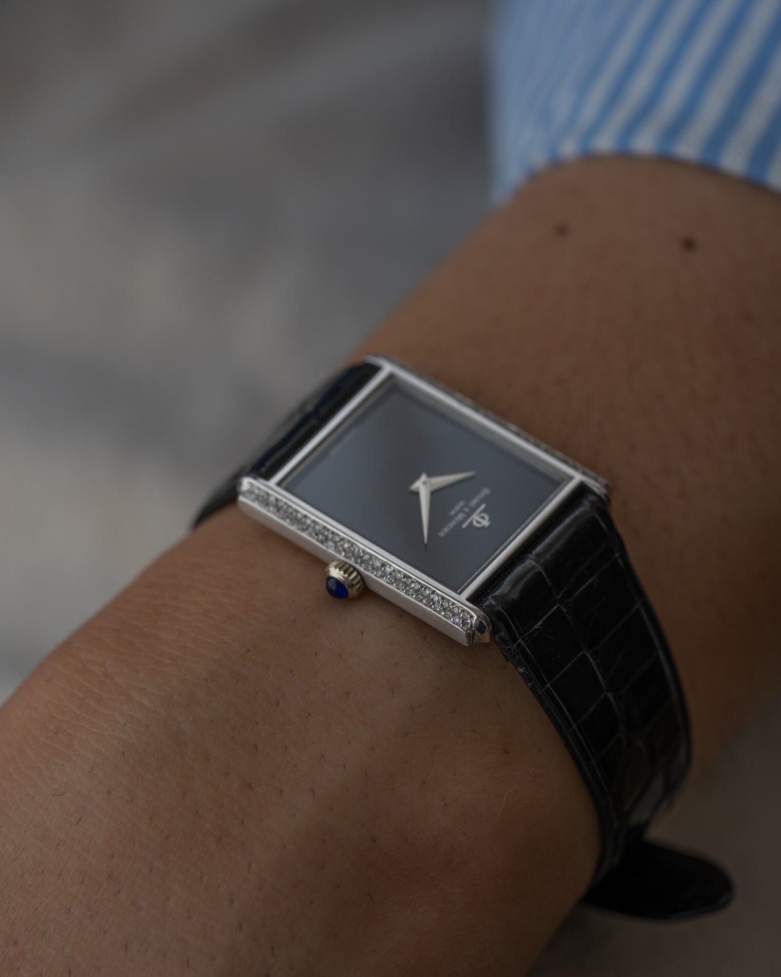ボーム&メルシエ レクタングル 37205 WG ブラックダイアル Watch BAUME&MERCIER