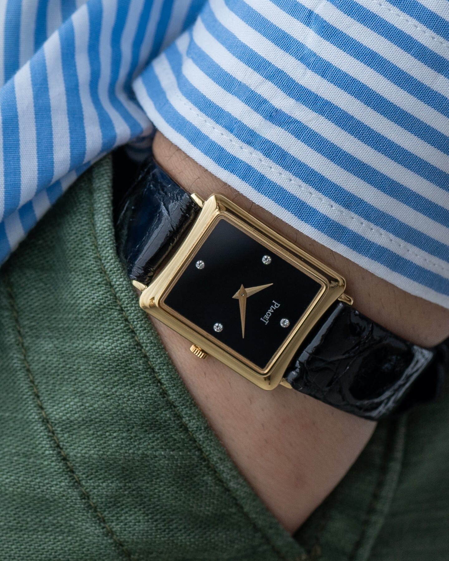 Piaget レクタングル 9254 YG ブラックダイアル 4Pダイヤ Watch PIAGET