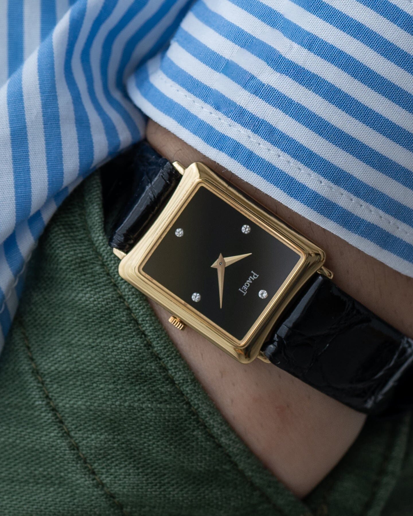 Piaget レクタングル 9254 YG ブラックダイアル 4Pダイヤ Watch PIAGET