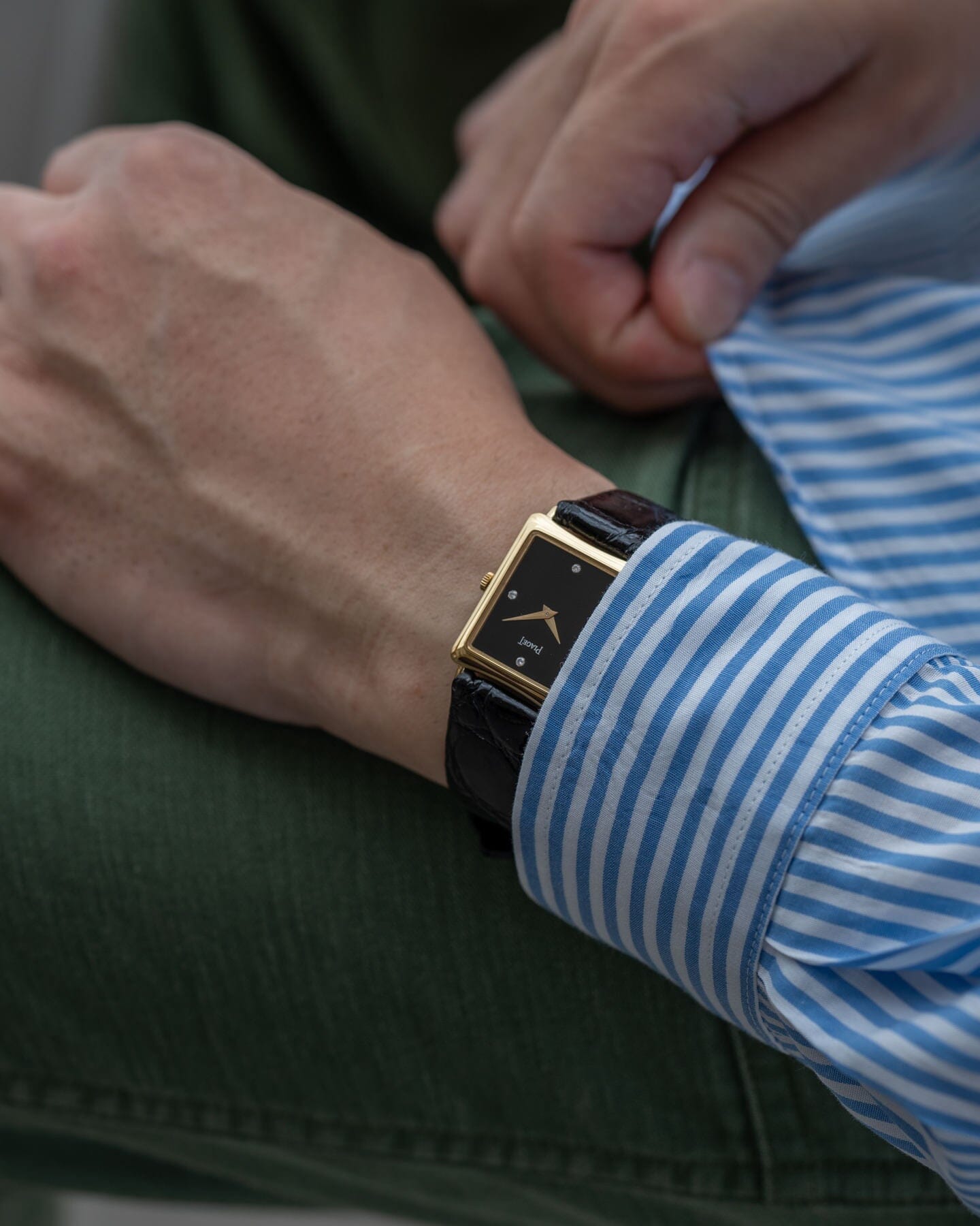 Piaget レクタングル 9254 YG ブラックダイアル 4Pダイヤ Watch PIAGET