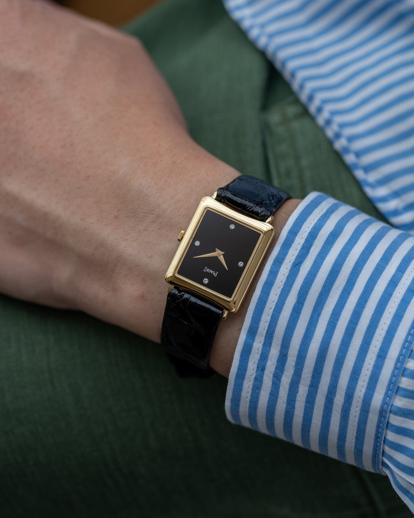 Piaget レクタングル 9254 YG ブラックダイアル 4Pダイヤ Watch PIAGET