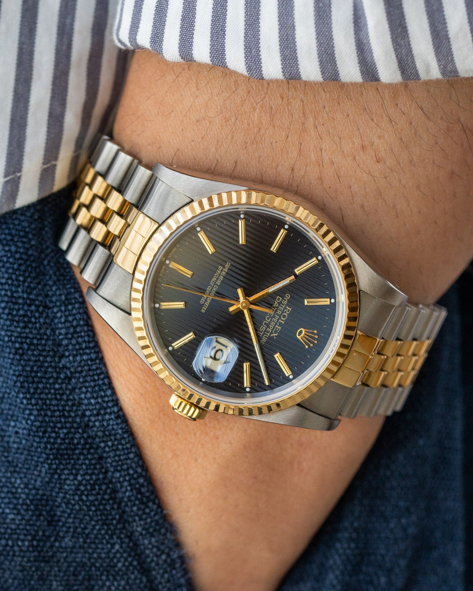 Rolex デイトジャスト 16233 ブラックタペストリーダイアル Watch ROLEX