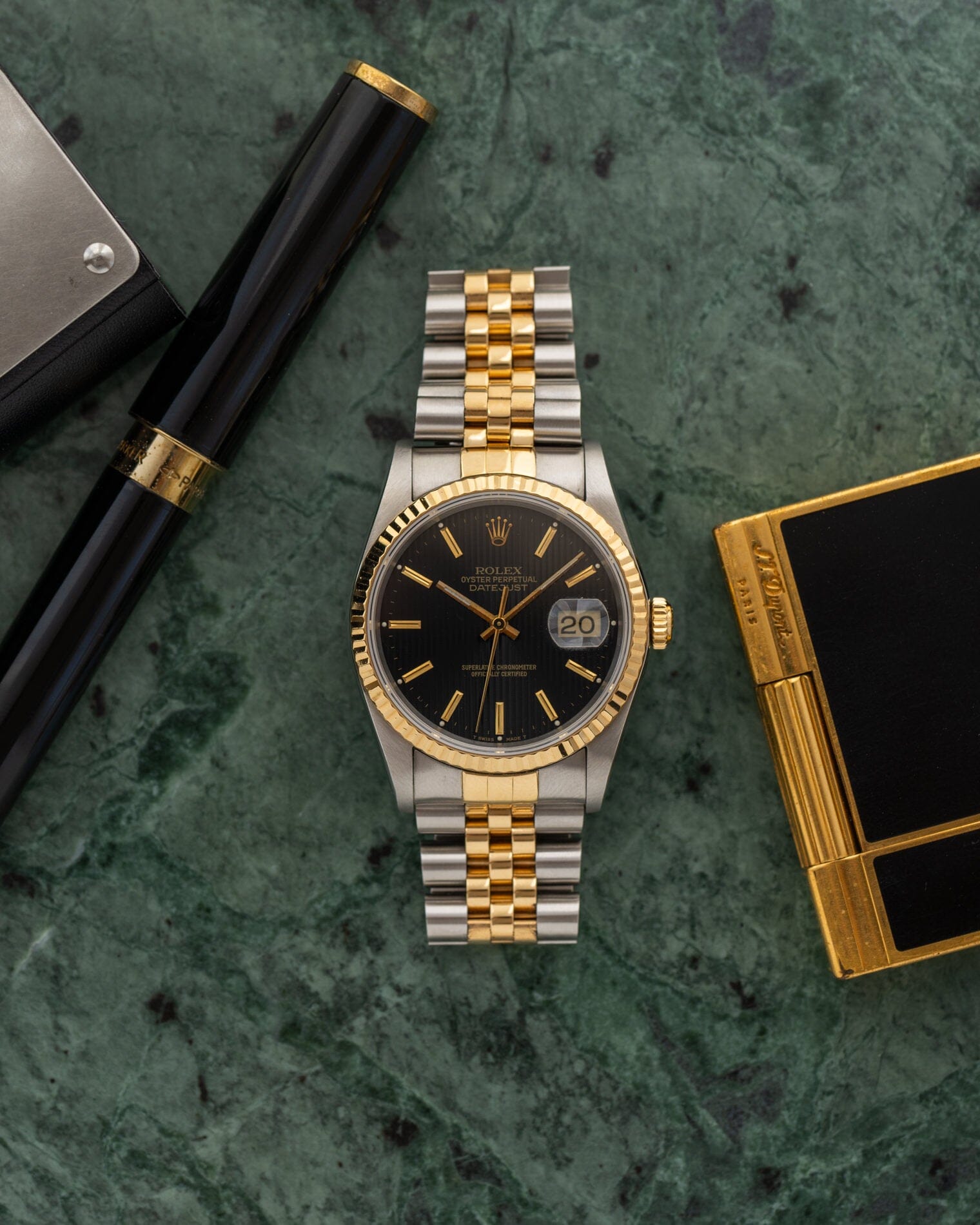 Rolex デイトジャスト 16233 ブラックタペストリーダイアル Watch ROLEX