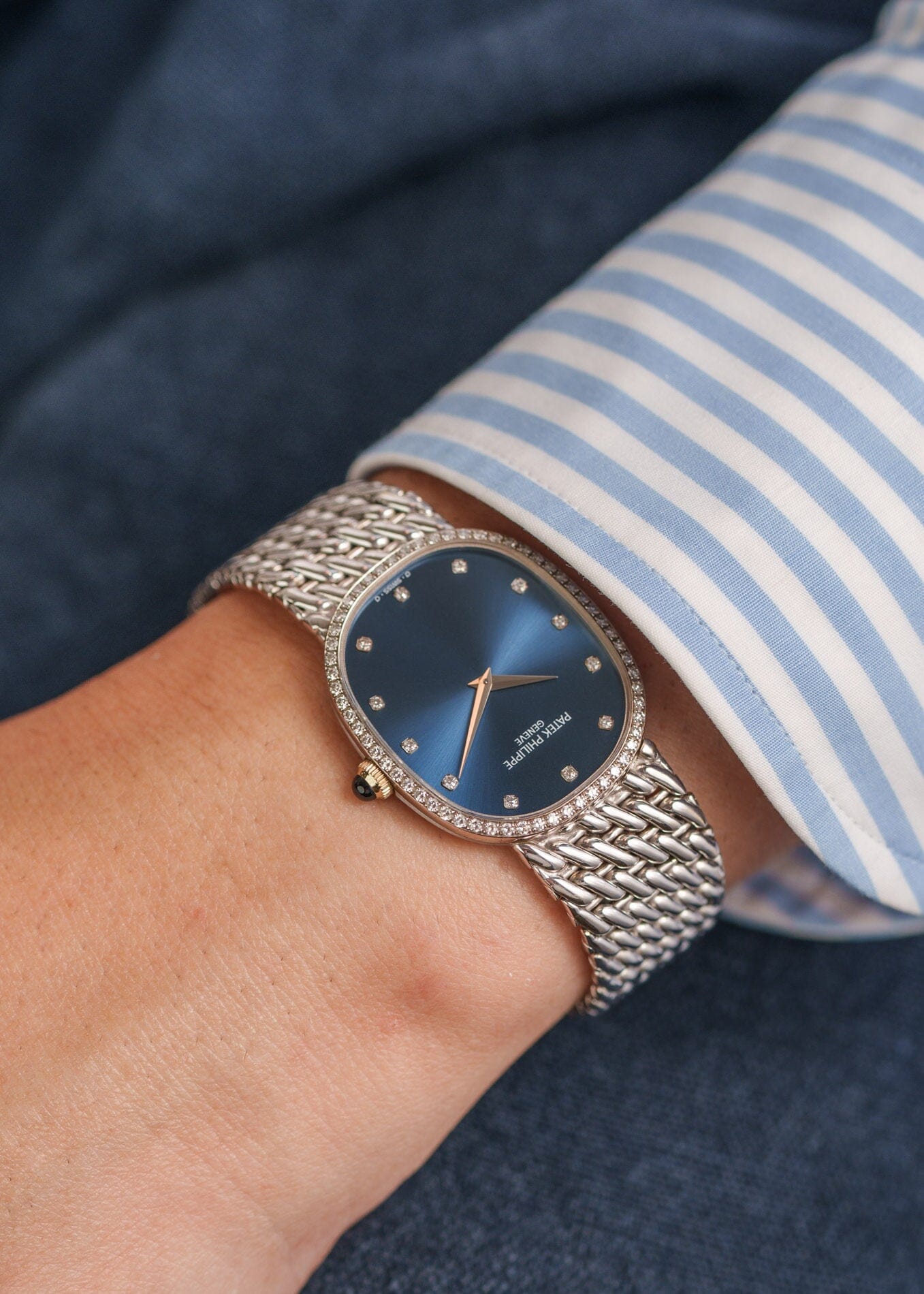 Patek Philippe ゴールデンエリプス 3849 WG ベゼルダイヤ ブルーダイアル 保証書付き Watch PATEK PHILIPPE