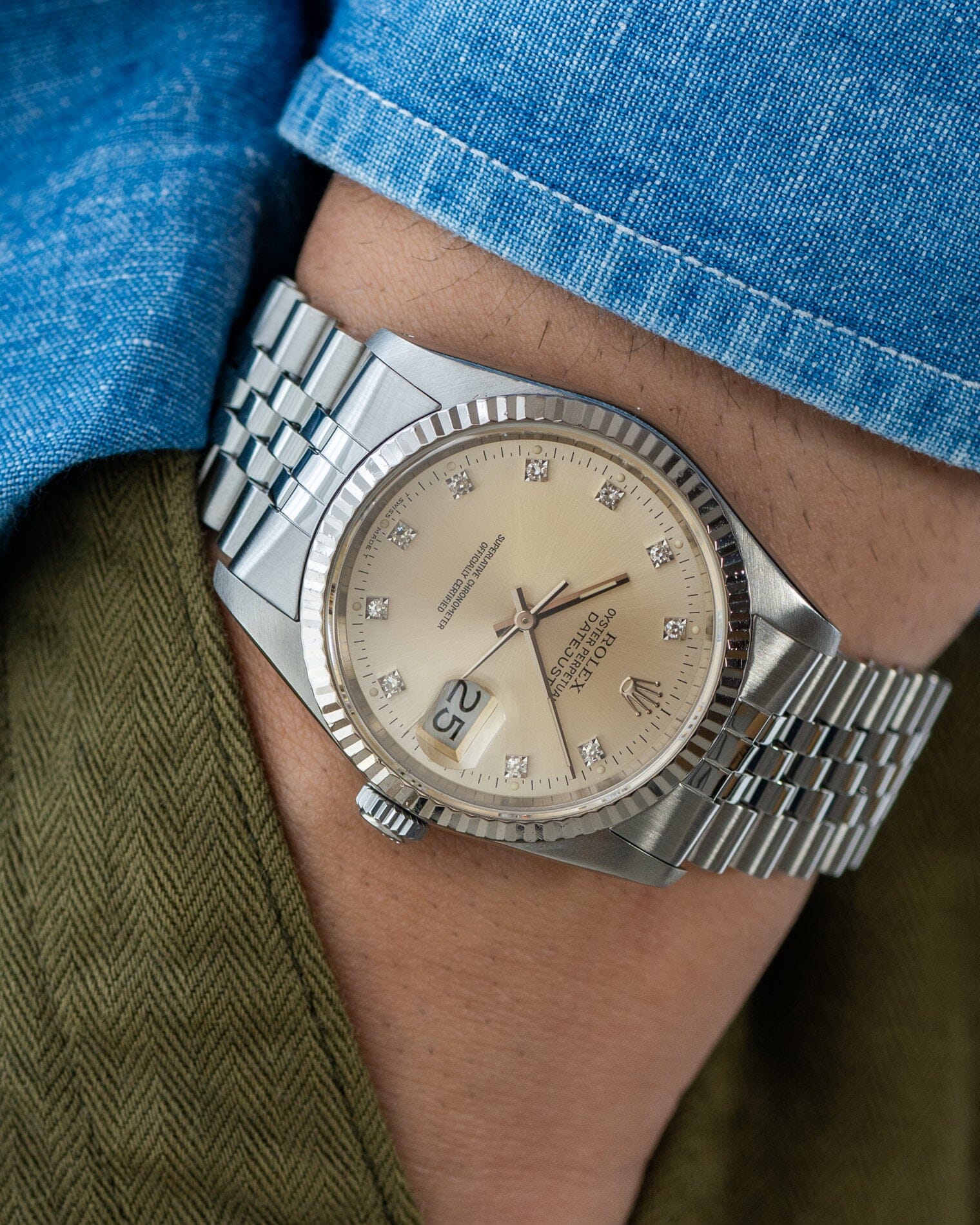 Rolex デイトジャスト 16234 アイボリー ダイヤモンドダイアル Watch ROLEX