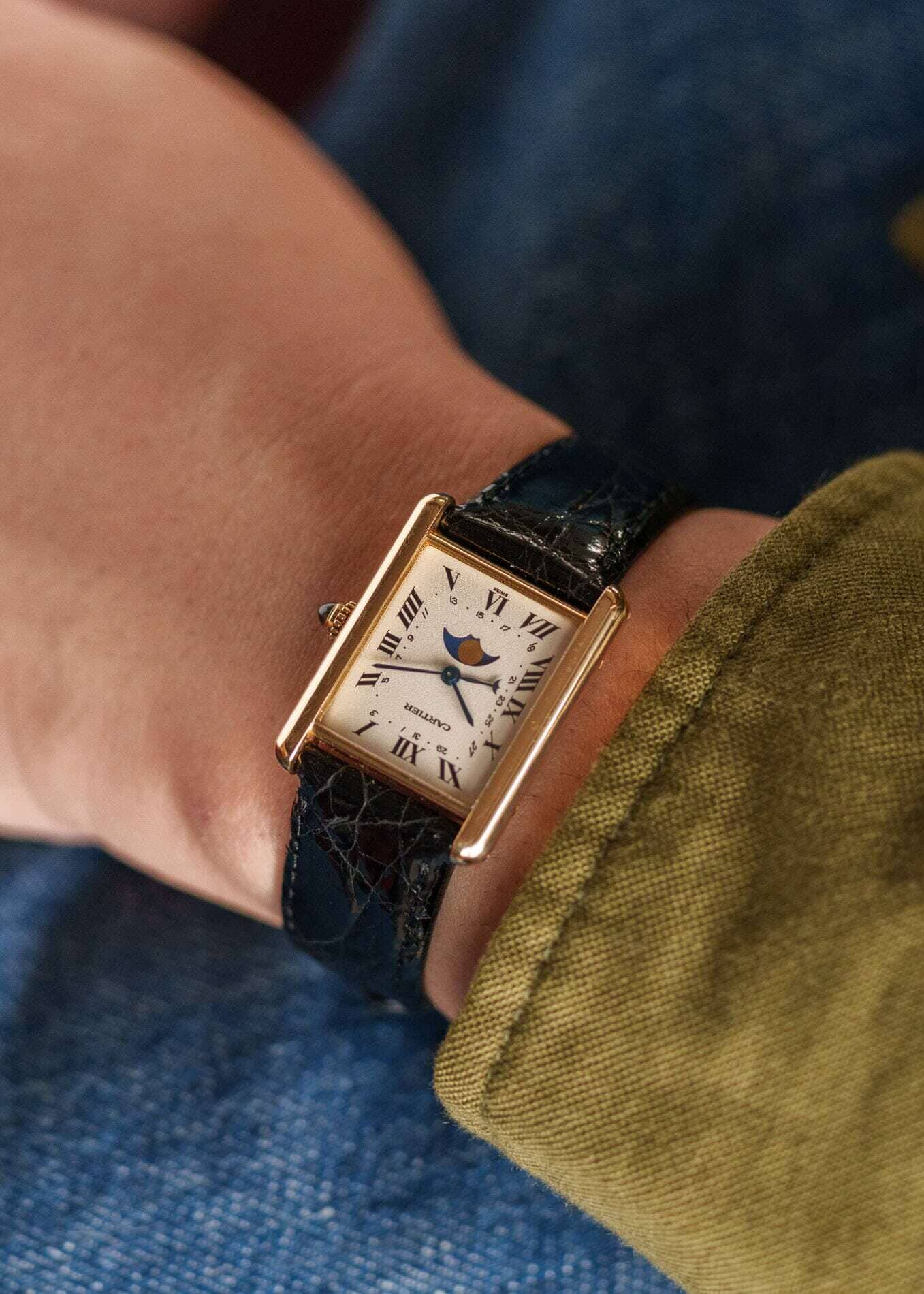 Cartier タンク ルイ カルティエ LM 819001 YG ムーンフェイズ Dバックル付き Watch CARTIER