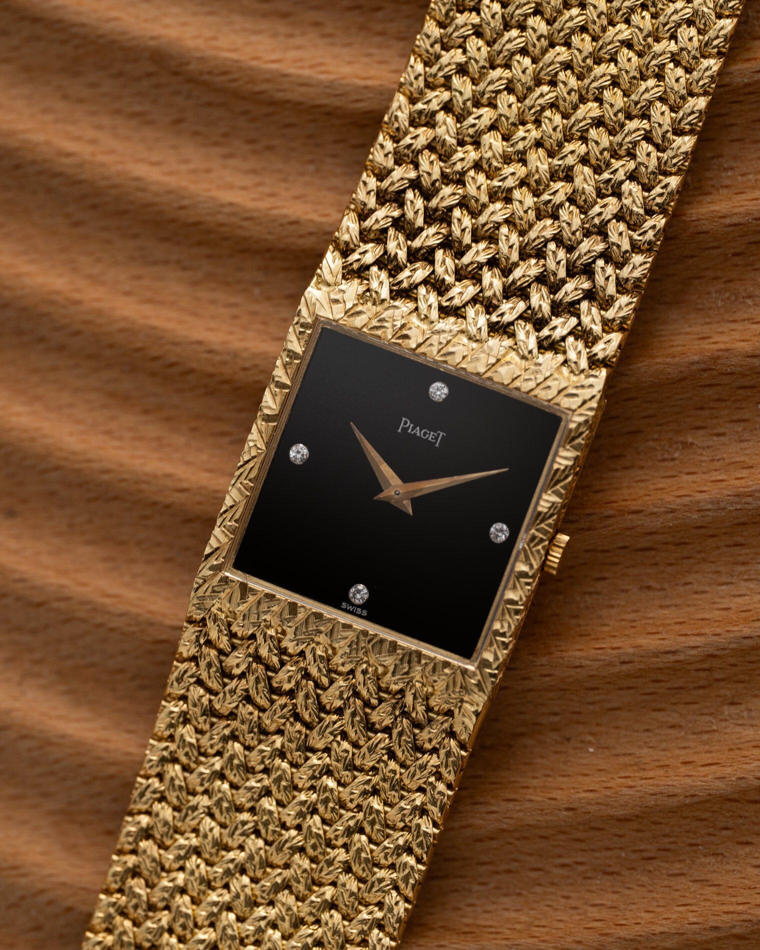 Piaget スクエア 934D2 YG オニキスダイアル 4Pダイアモンド Watch PIAGET