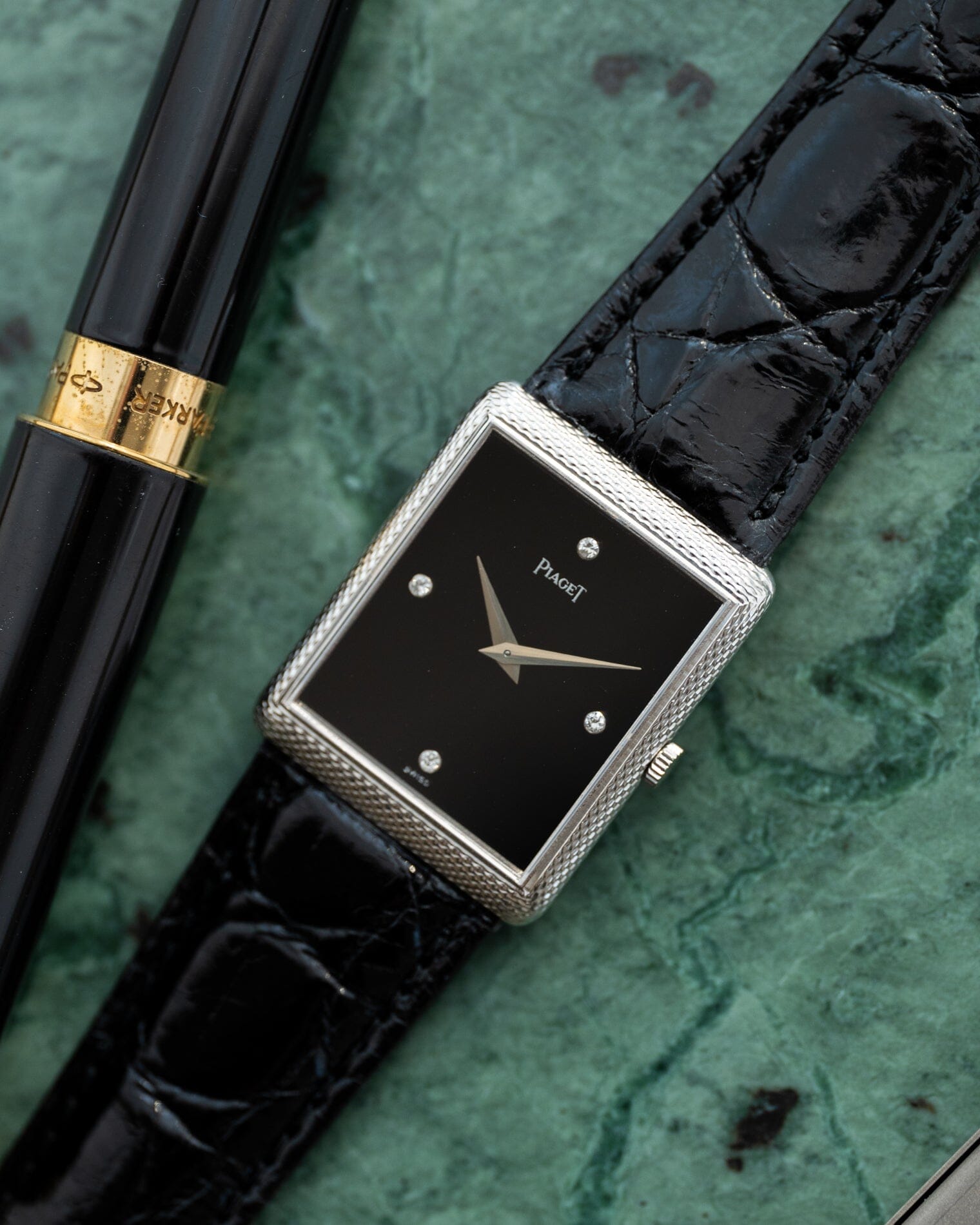 Piaget レクタングル 9152 WG オニキスダイアル 4Pダイヤモンド Watch PIAGET