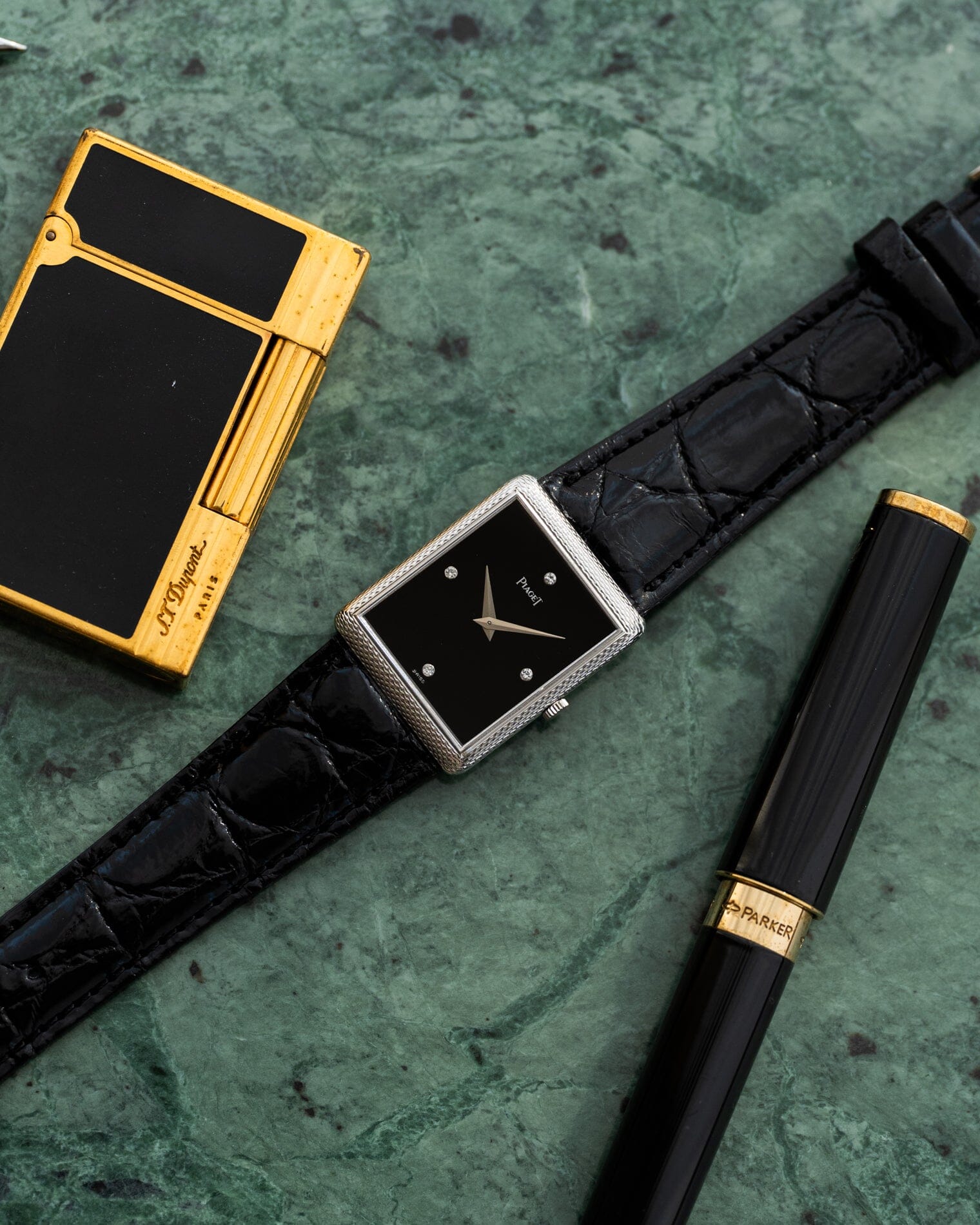 Piaget レクタングル 9152 WG オニキスダイアル 4Pダイヤモンド Watch PIAGET