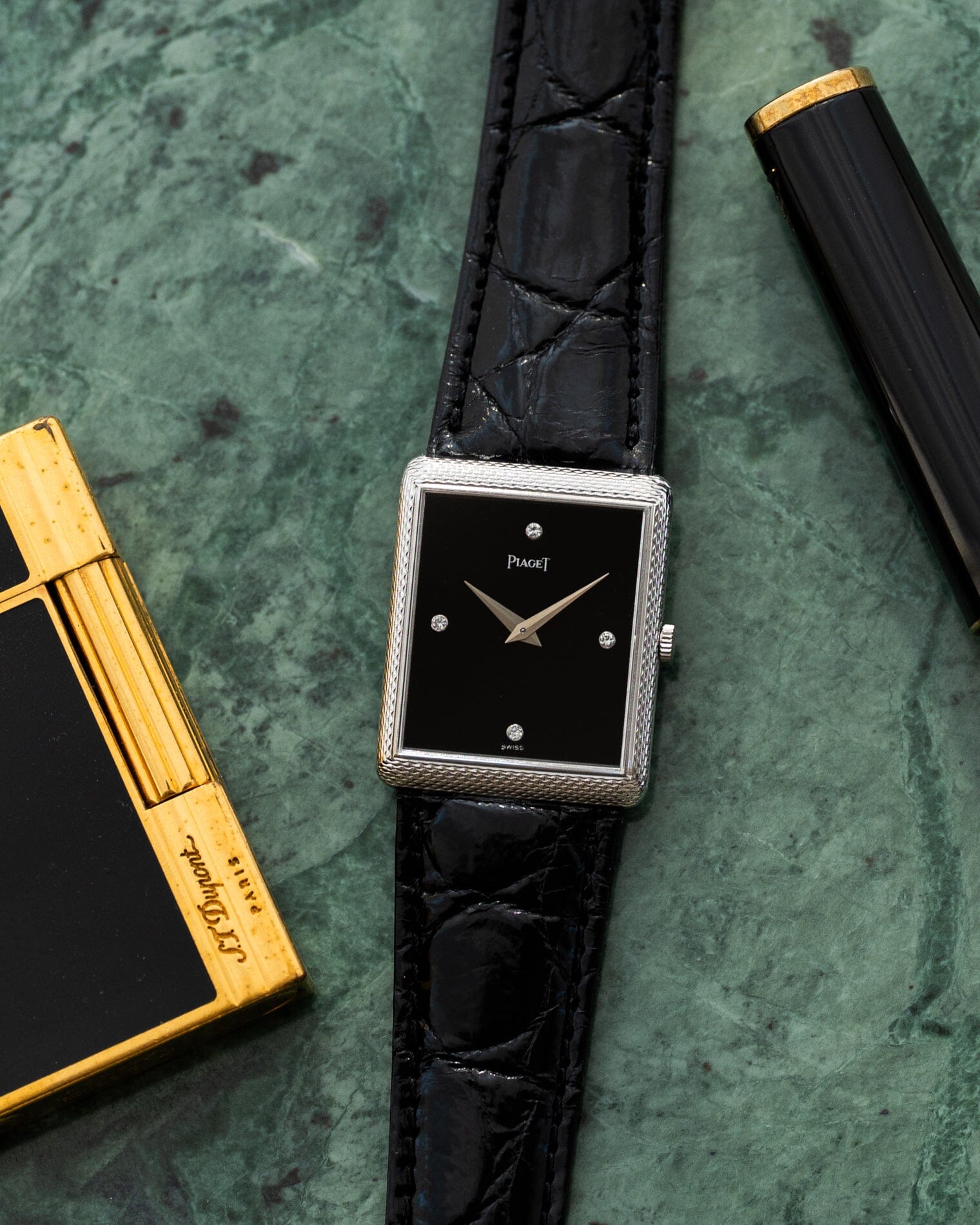 Piaget レクタングル 9152 WG オニキスダイアル 4Pダイヤモンド Watch PIAGET