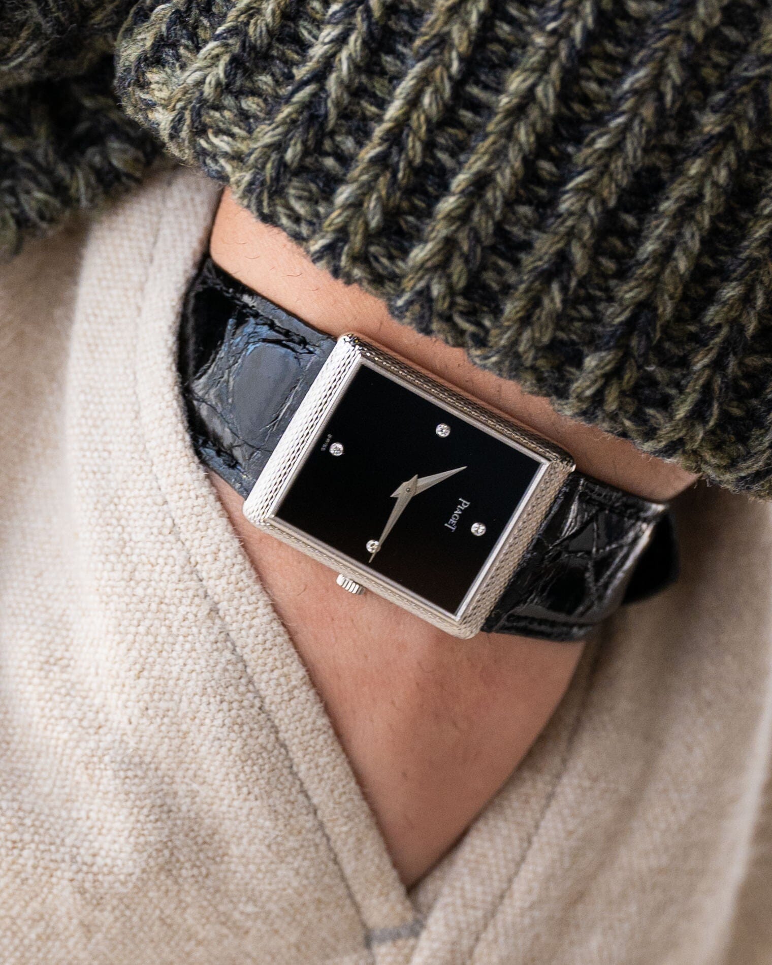 Piaget レクタングル 9152 WG オニキスダイアル 4Pダイヤモンド Watch PIAGET
