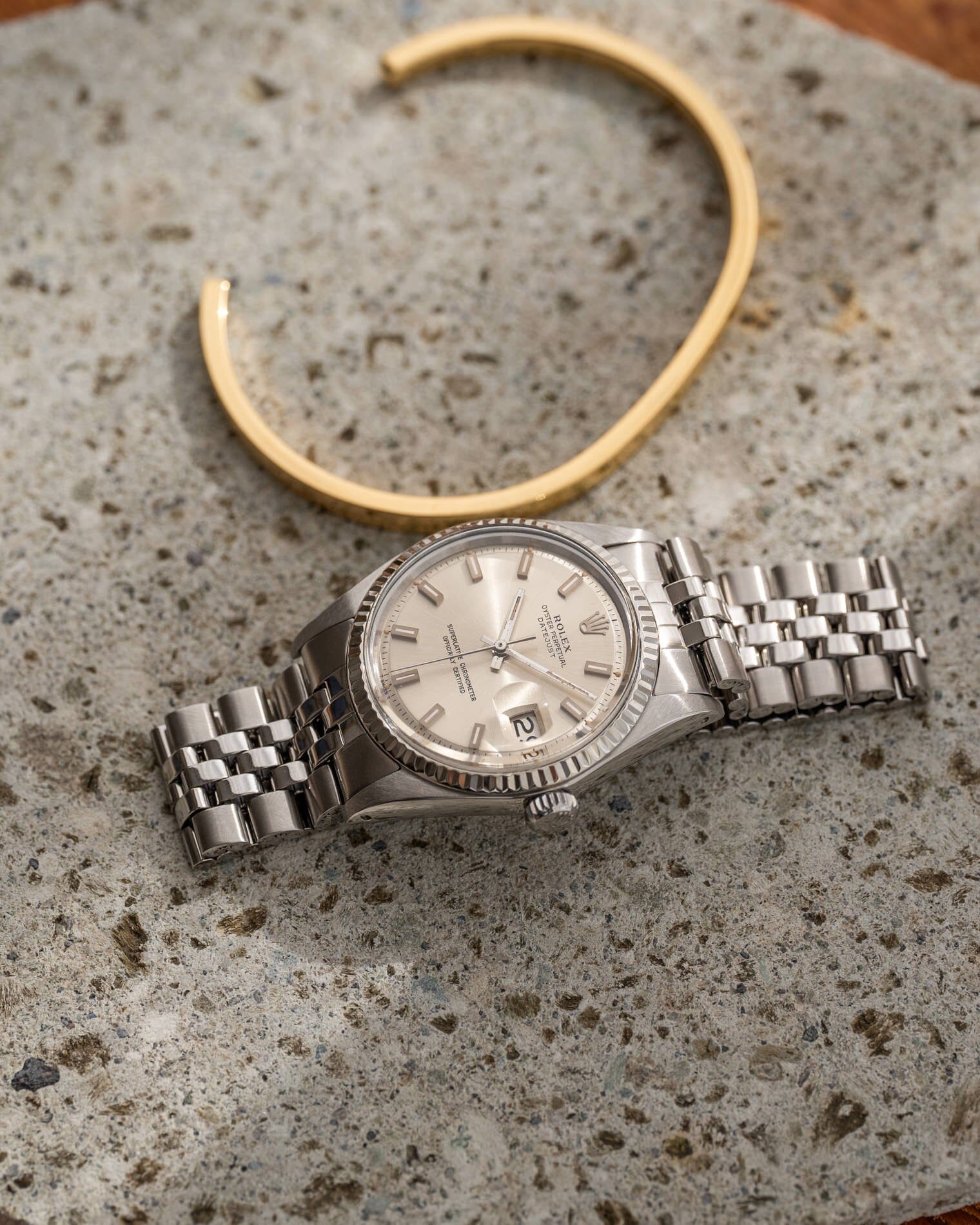 Rolex デイトジャスト 1601 シルバー "Singer Block" Watch ROLEX