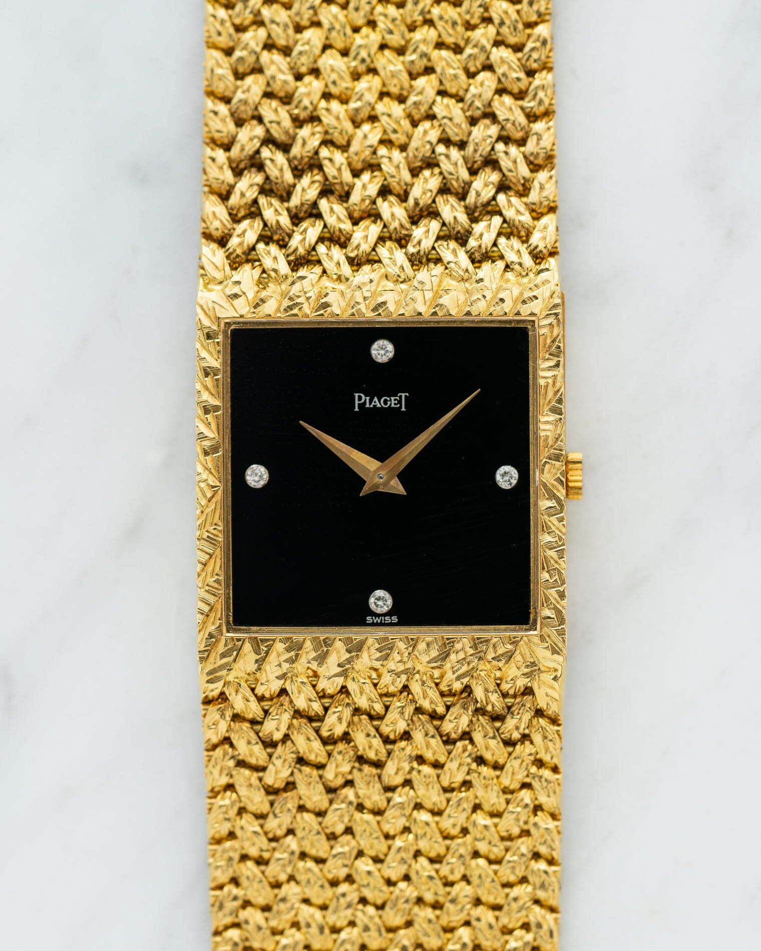 Piaget スクエア 934D2 YG オニキスダイアル 4Pダイアモンド Watch PIAGET