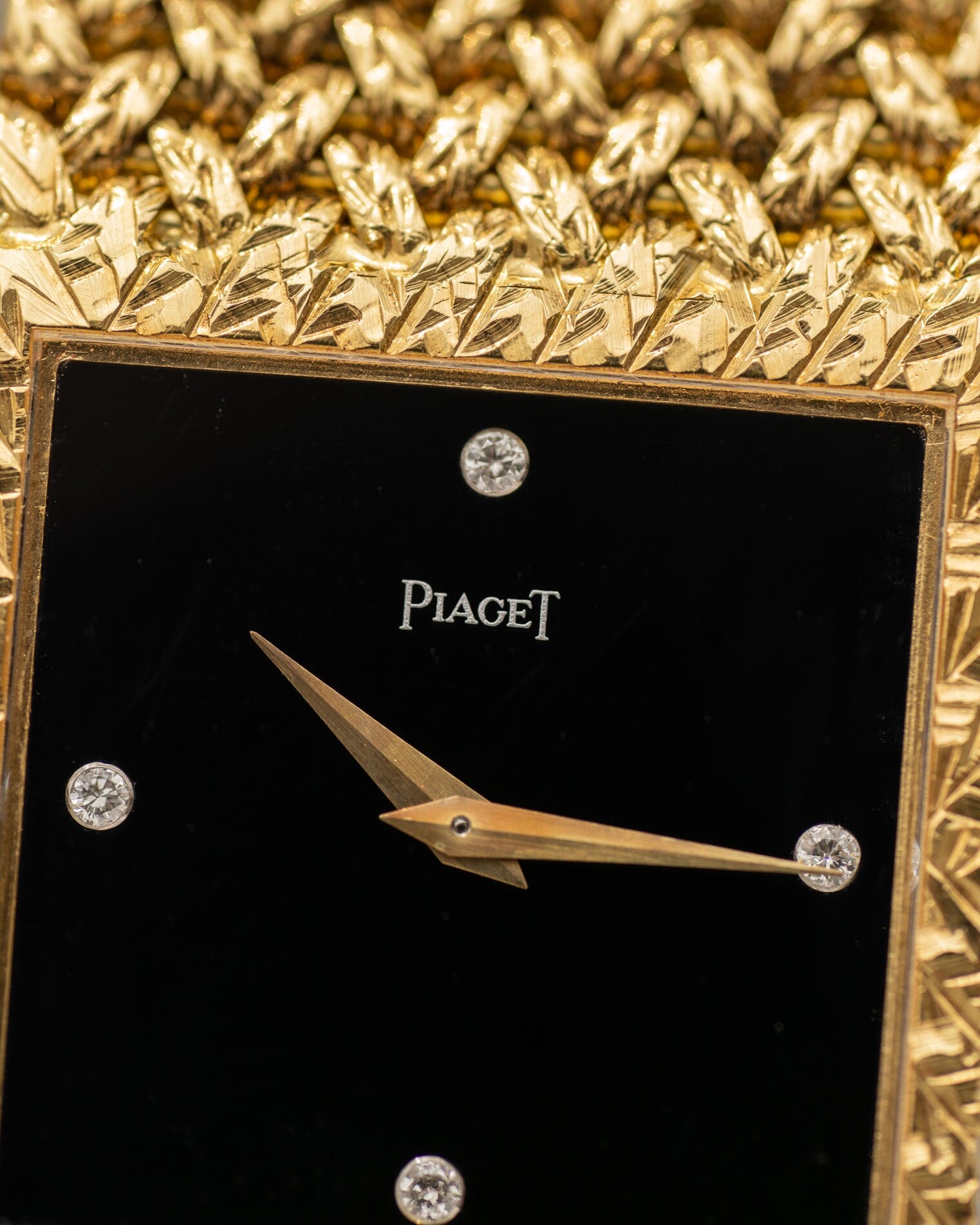 Piaget スクエア 934D2 YG オニキスダイアル 4Pダイアモンド Watch PIAGET
