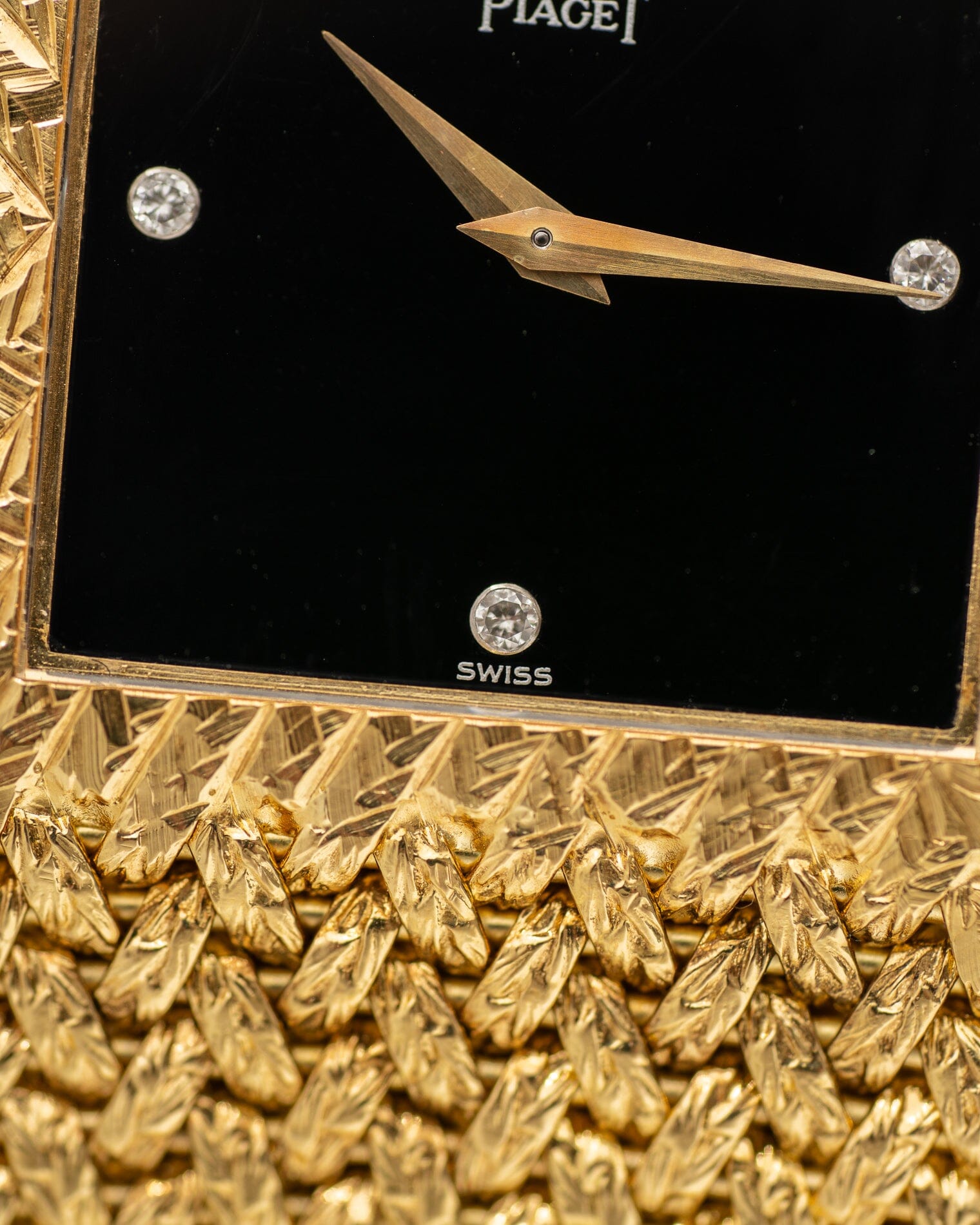 Piaget スクエア 934D2 YG オニキスダイアル 4Pダイアモンド Watch PIAGET