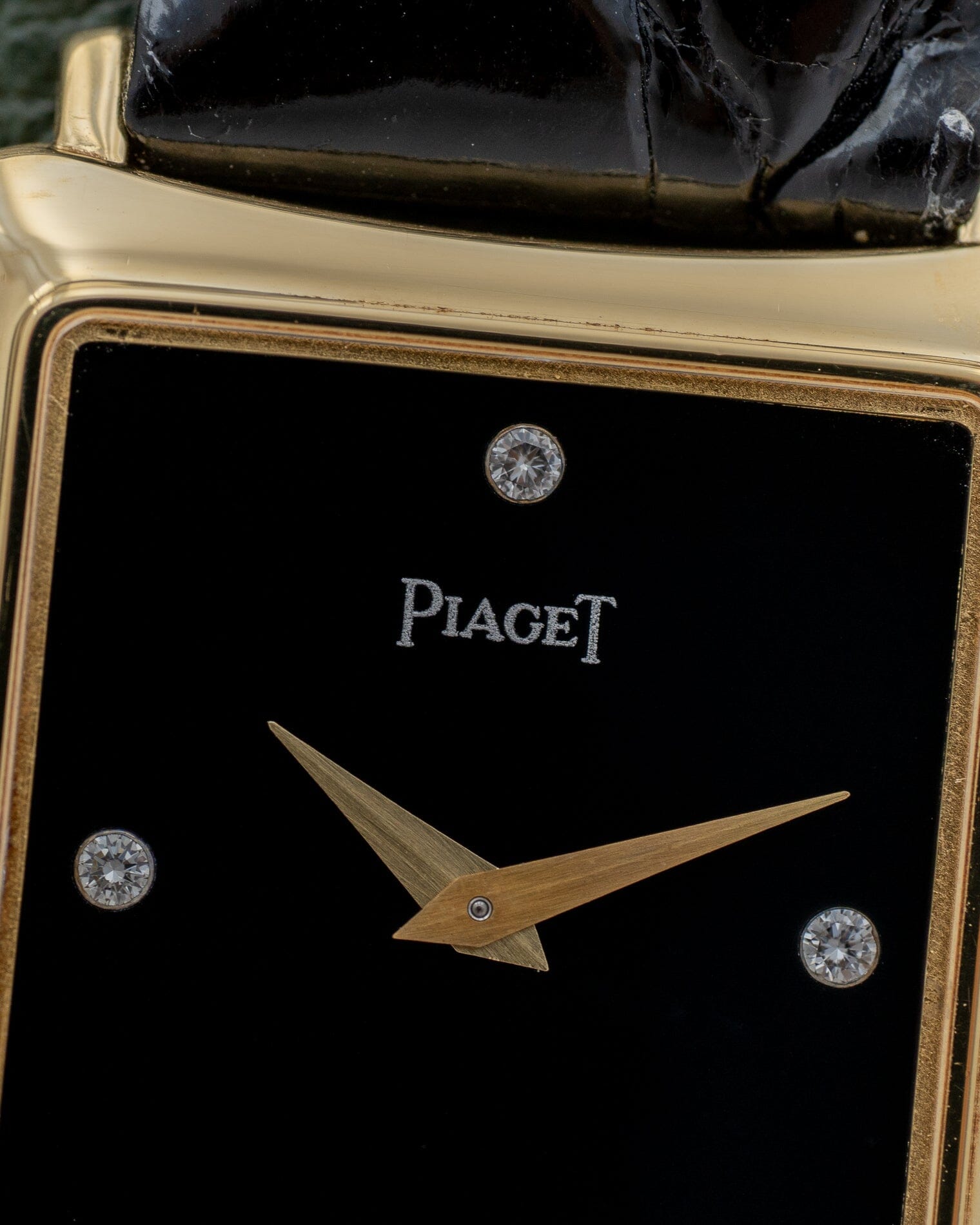 Piaget レクタングル 9254 YG ブラックダイアル 4Pダイヤ Watch PIAGET