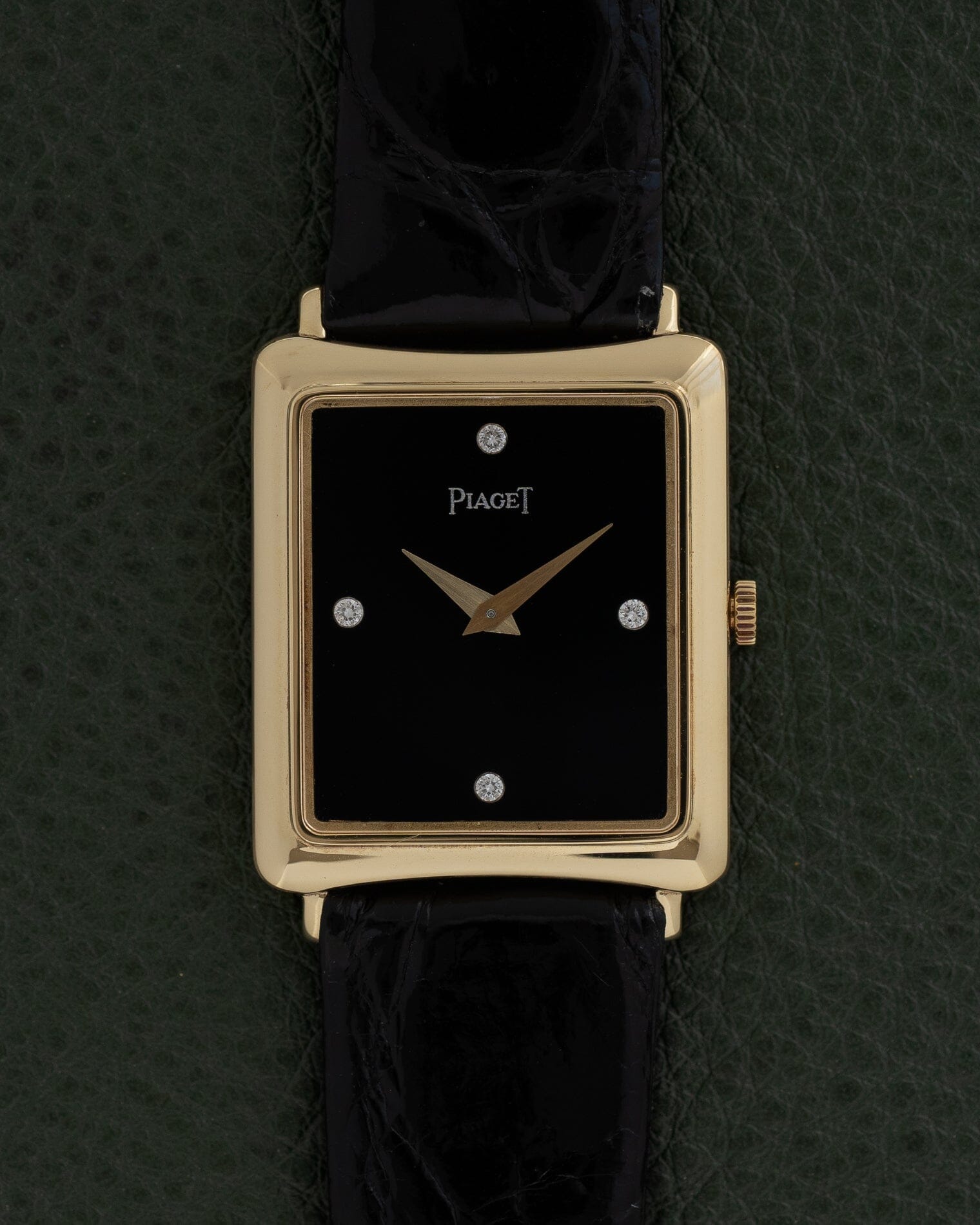 Piaget レクタングル 9254 YG ブラックダイアル 4Pダイヤ Watch PIAGET
