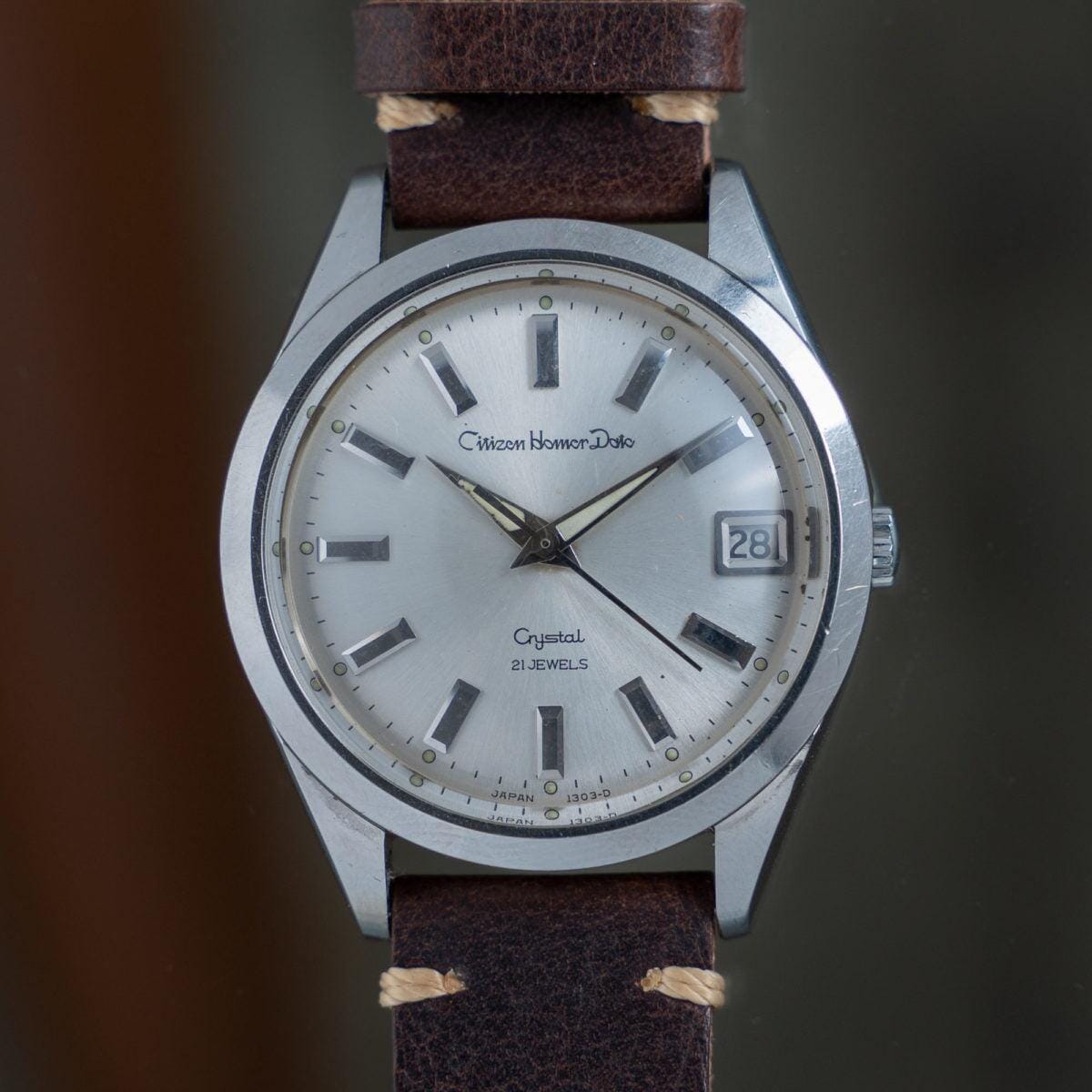 CITIZEN Homer Date Crystal Silver Dial 1960s - Arbitro