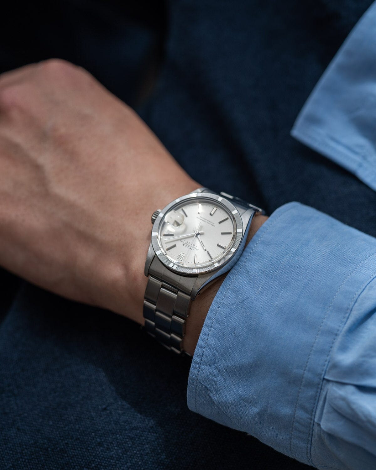 Rolex Oyster Perpetual Date 1501 Silver Dial with Riveted Bracelet Watch ROLEX