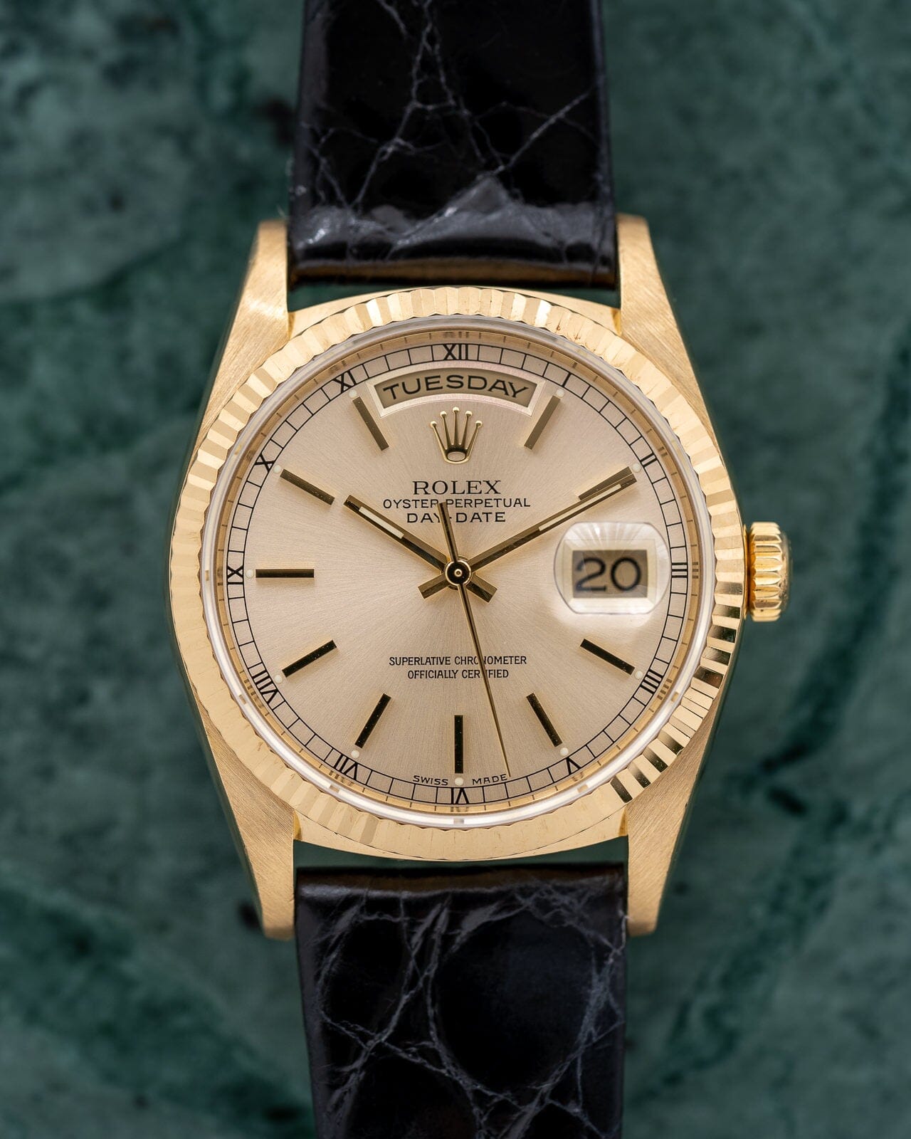 ロレックス デイデイト 18238 YG シルバースモールローマン Watch ROLEX