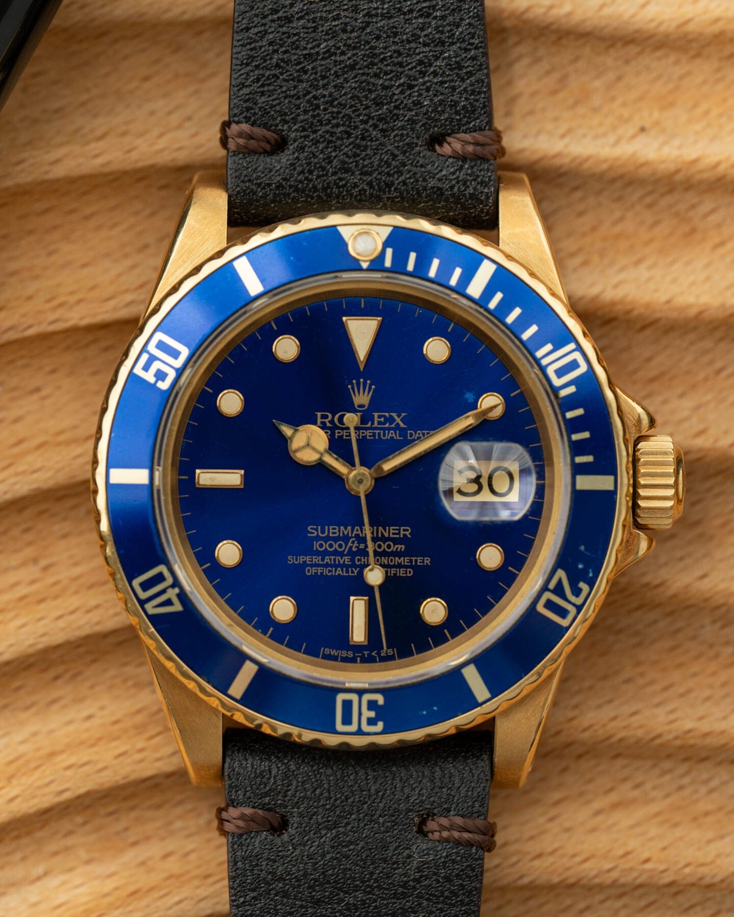 Rolex Submariner Date 16808 YG Blue Dial Watch ROLEX 