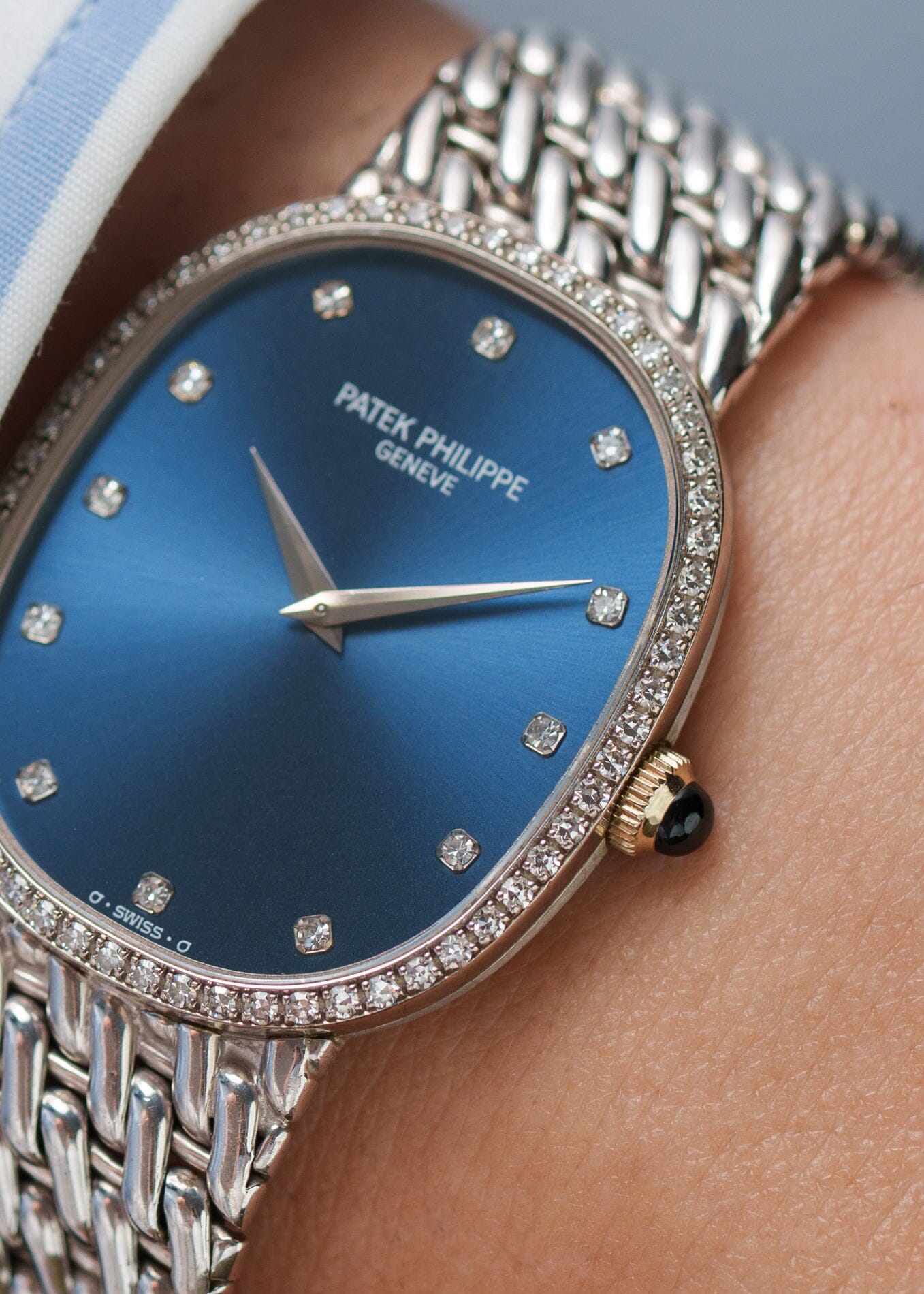 Patek Philippe ゴールデンエリプス 3849 WG ベゼルダイヤ ブルーダイアル 保証書付き Watch PATEK PHILIPPE 