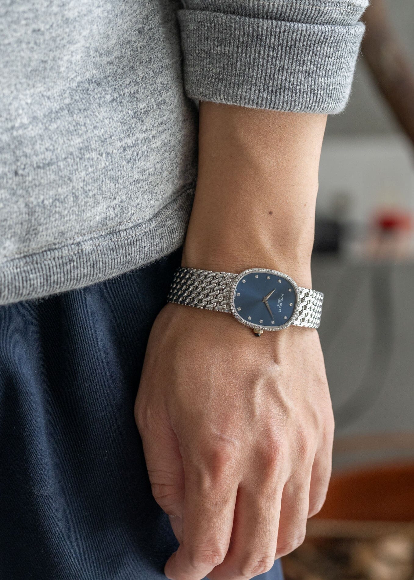 Patek Philippe ゴールデンエリプス 3849 WG ベゼルダイヤ ブルーダイアル 保証書付き Watch PATEK PHILIPPE 