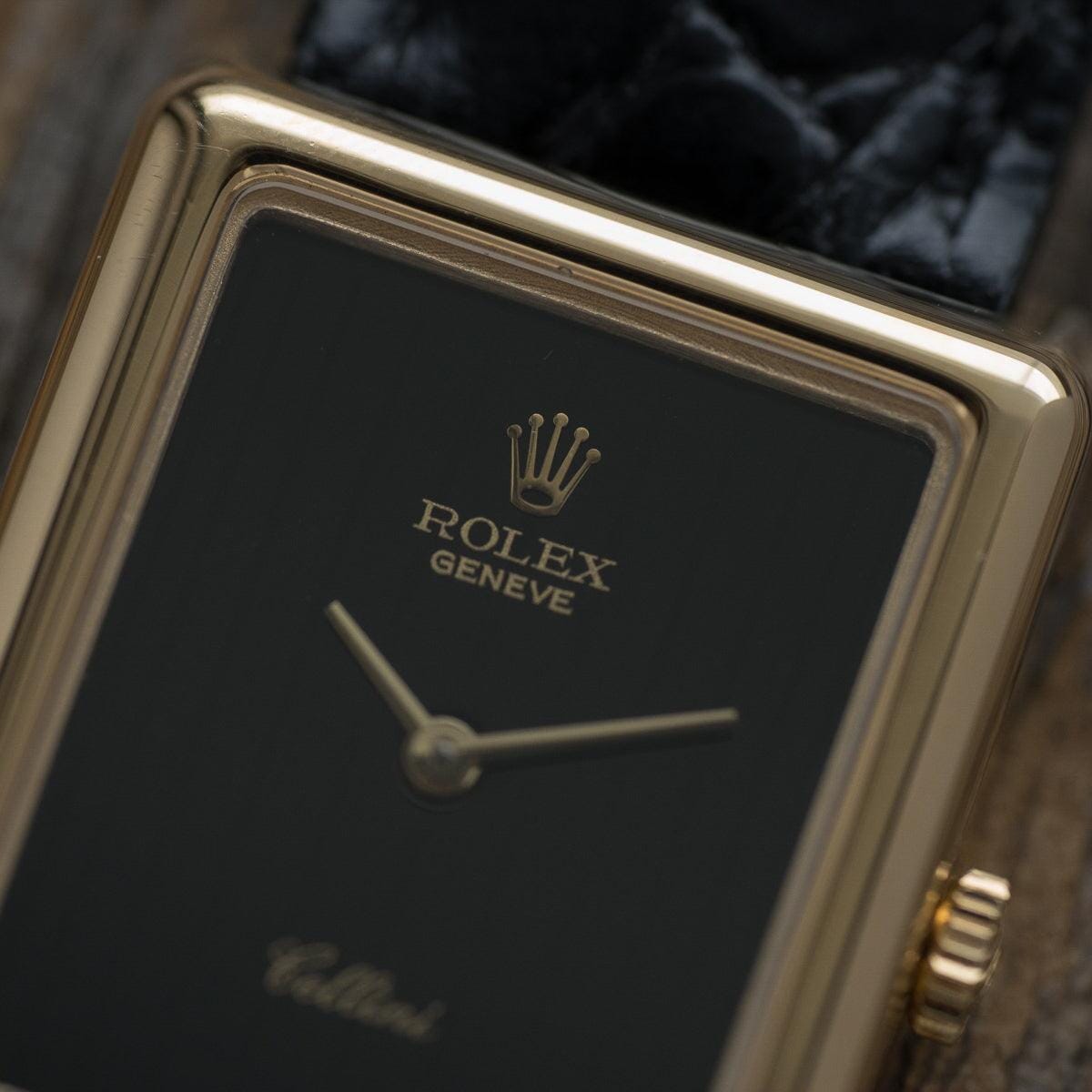 ROLEX Cellini 4103 Rectangle YG Black Dial 1970s - Arbitro