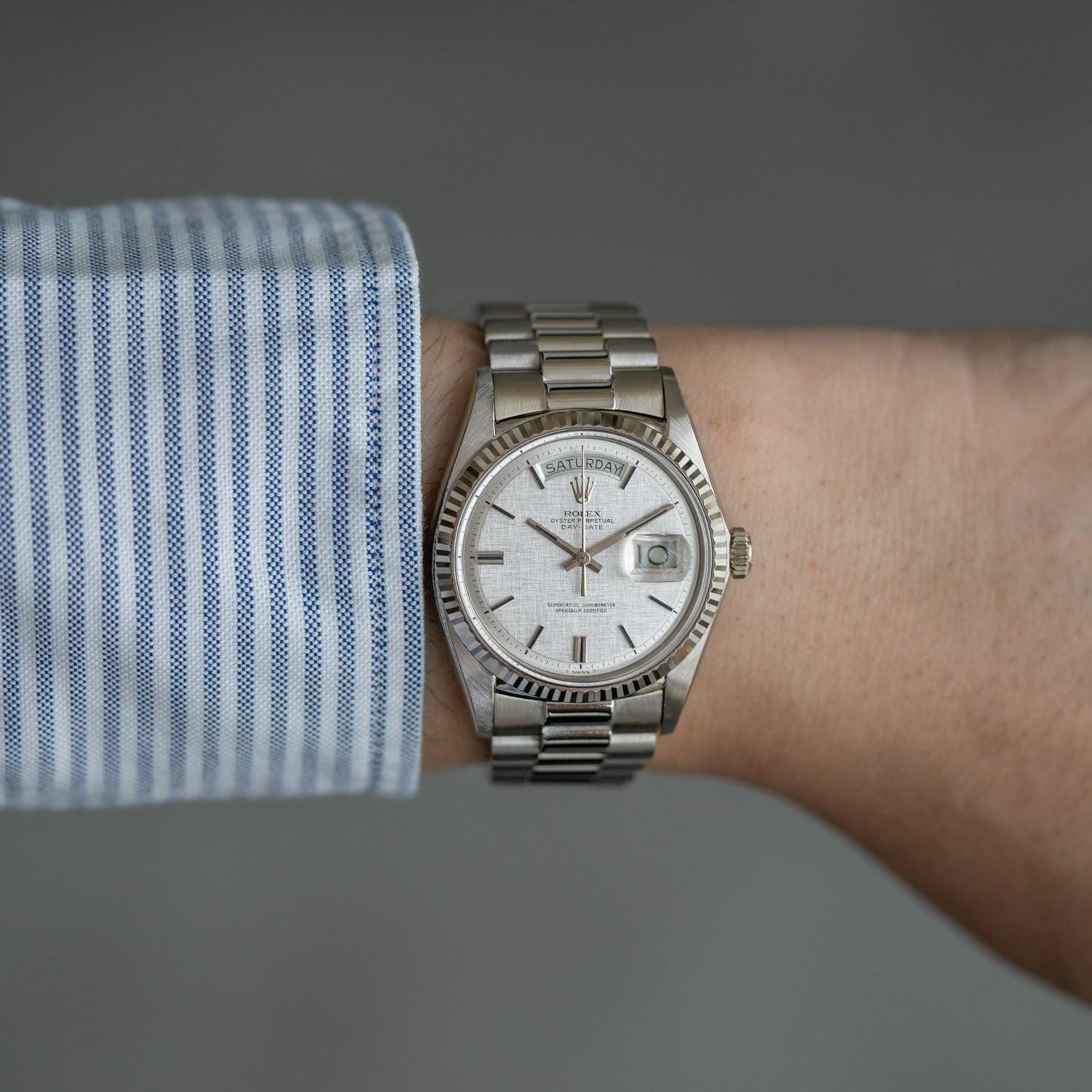 ROLEX Day-Date 1803 WG Linen Dial - Arbitro