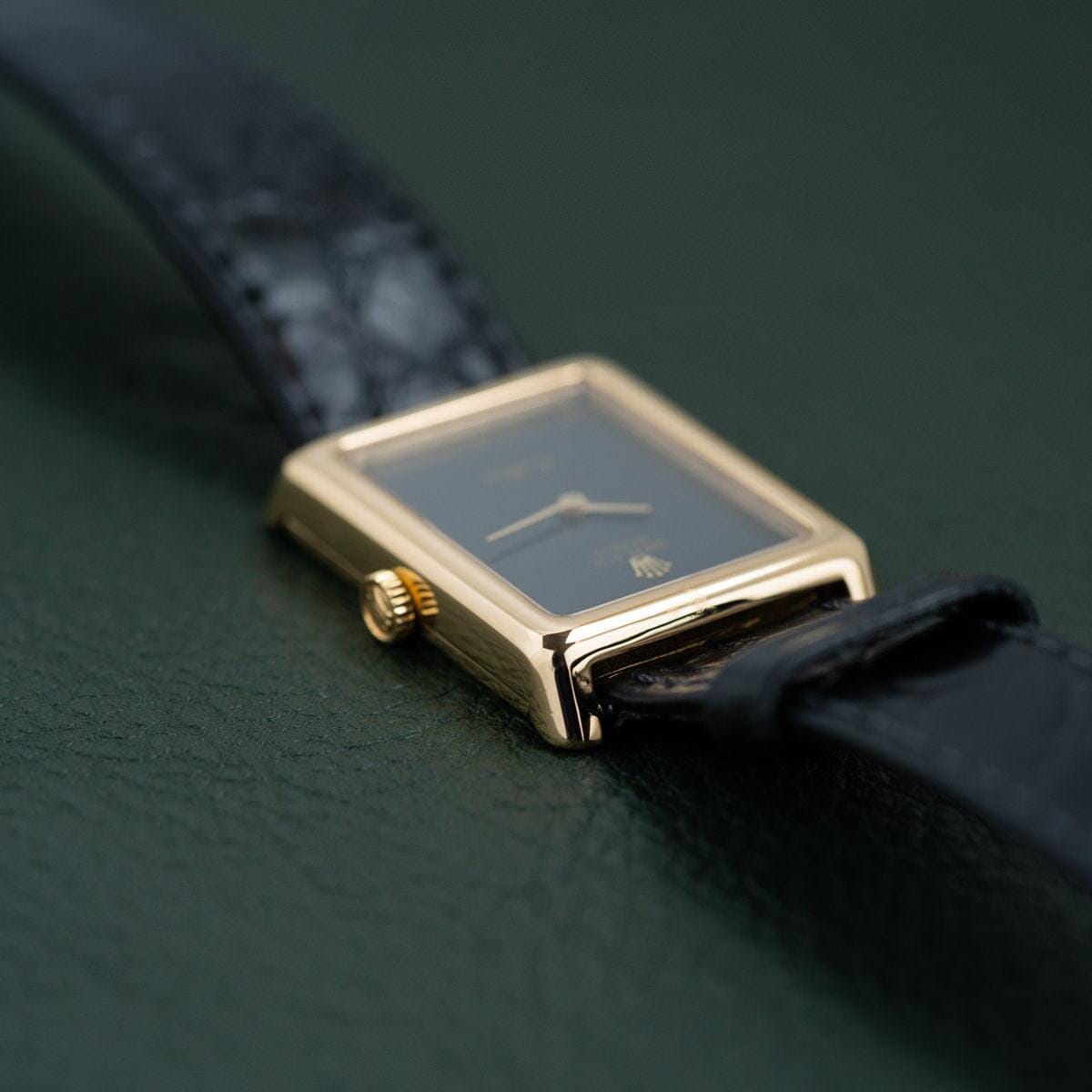 ROLEX Cellini 4103 Rectangle YG Black Dial 1970s - Arbitro