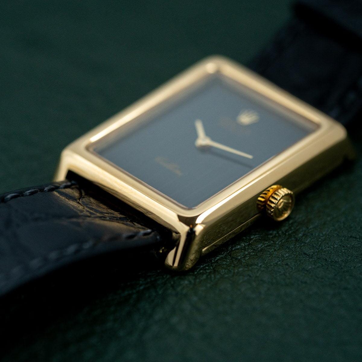 ROLEX Cellini 4103 Rectangle YG Black Dial 1970s - Arbitro