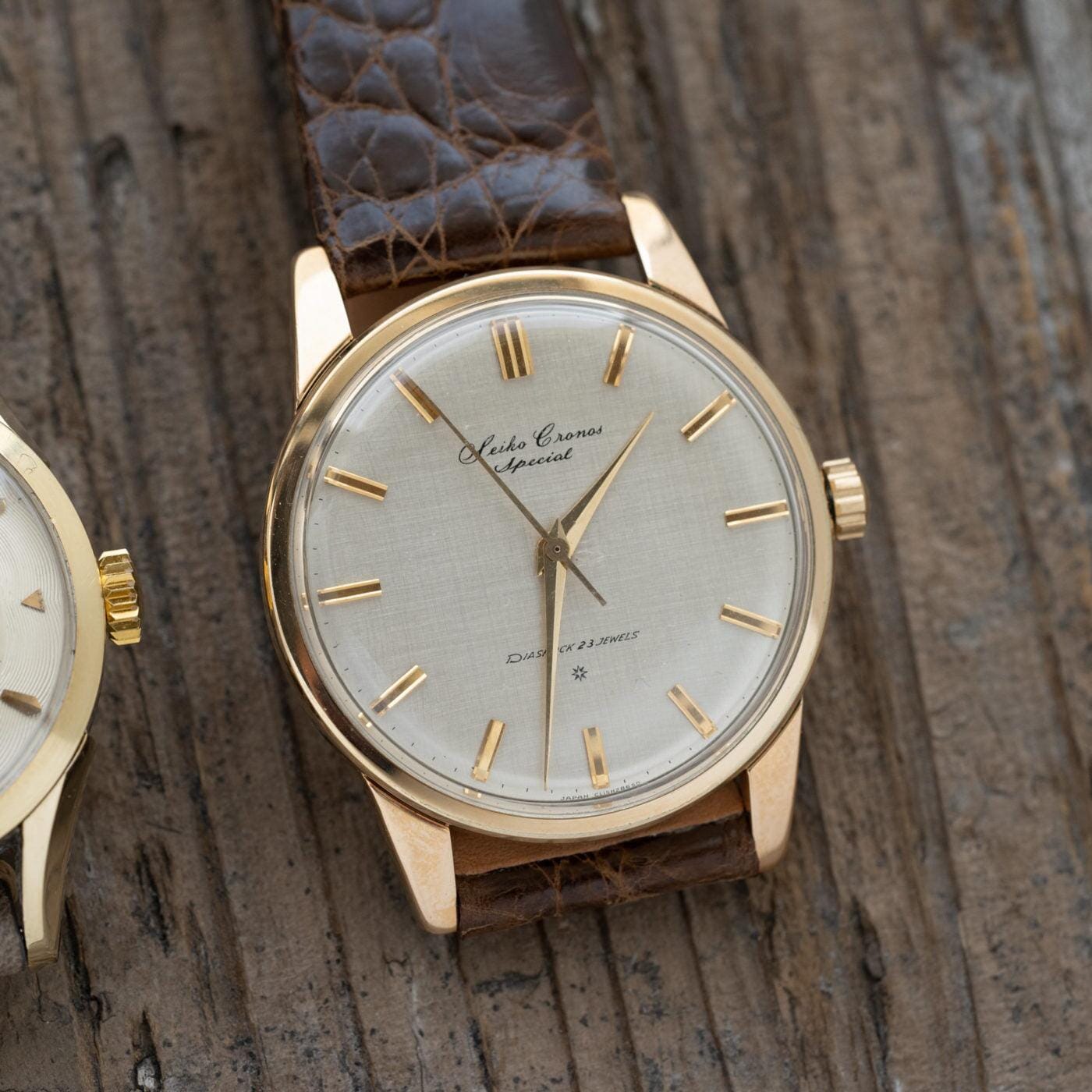 SEIKO Cronos Special Cal.810 Linen Dial 14K AGF (All Gold Filled) 1960s |  ARBITRO