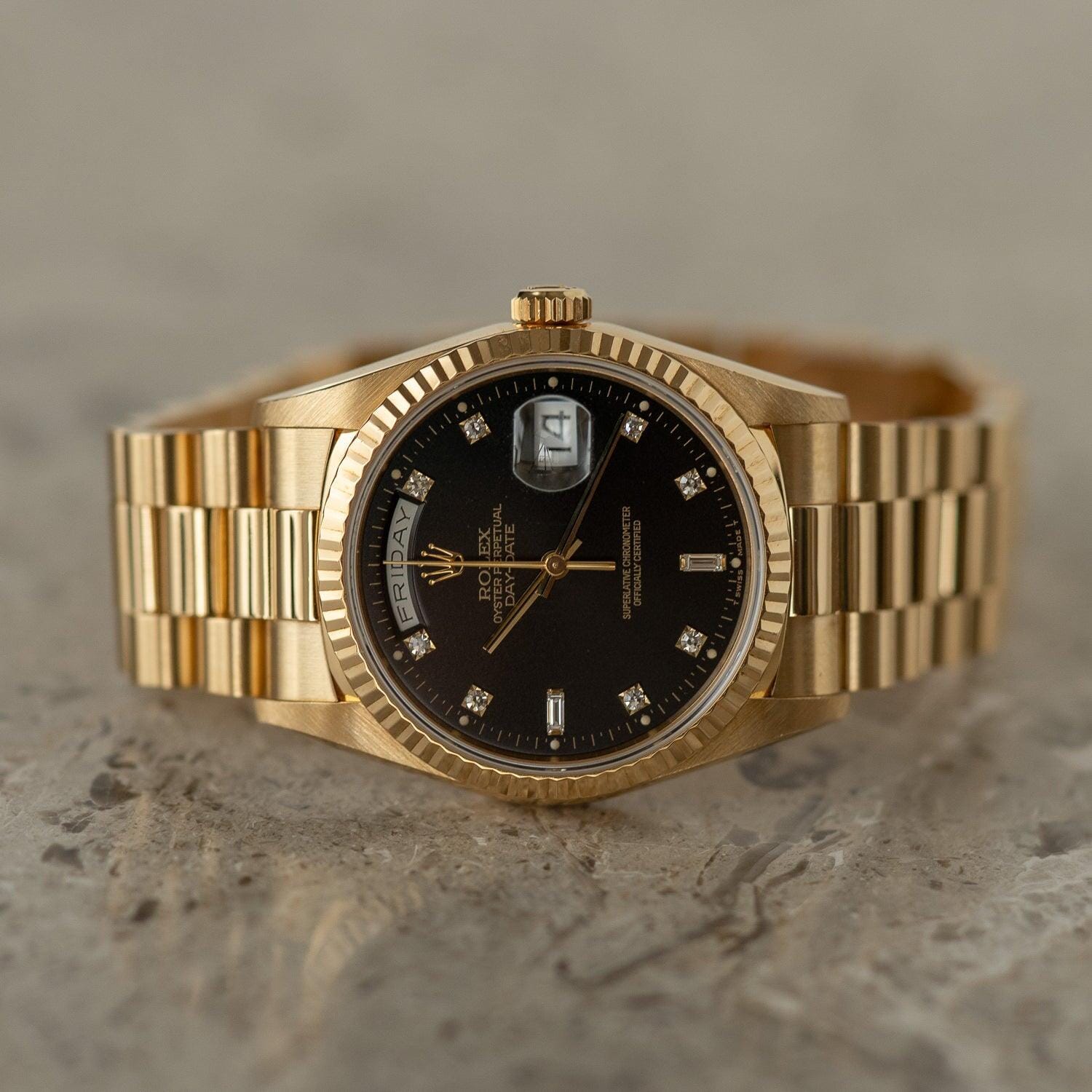 ROLEX Day-Date 18238 YG Black Diamond Dial - Arbitro